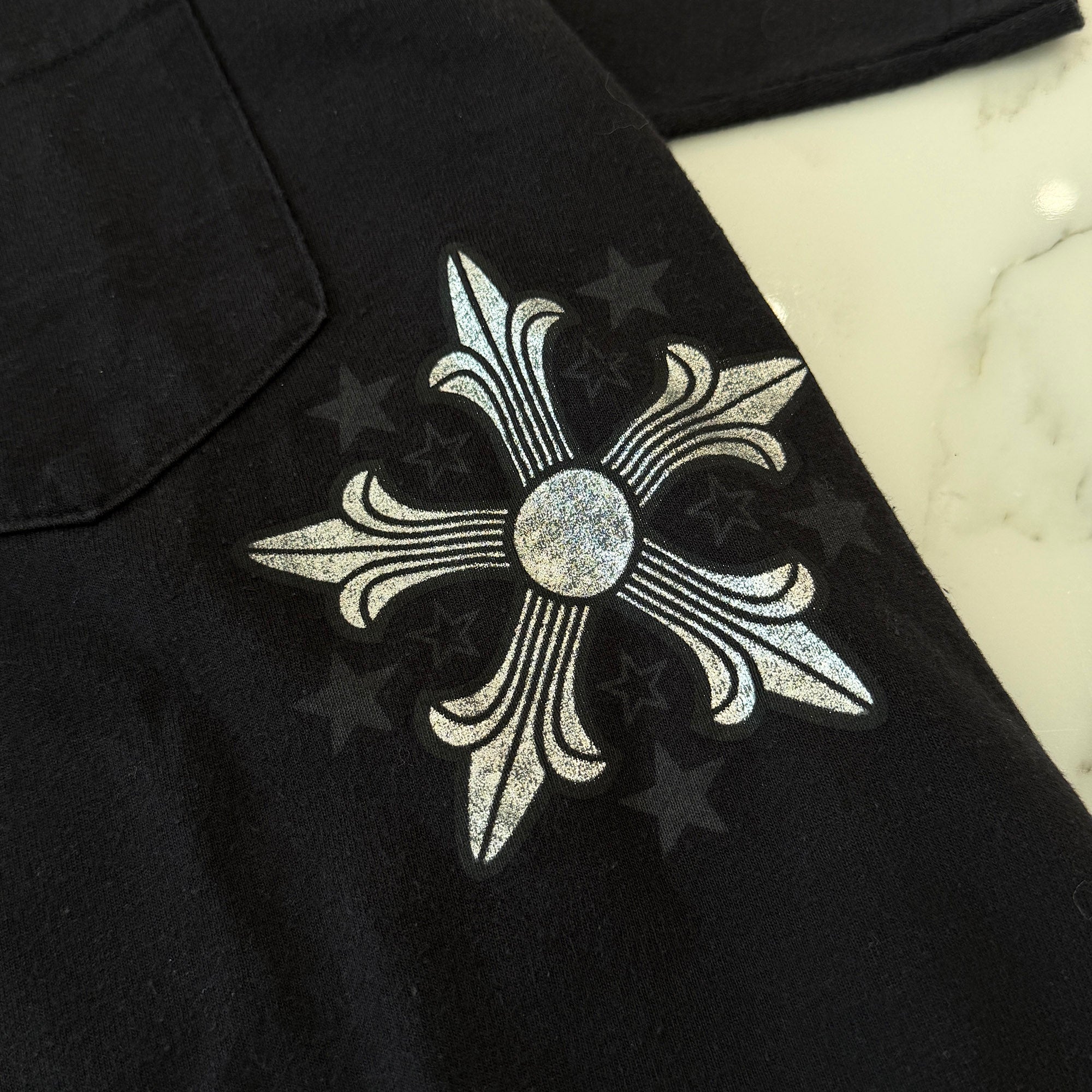 CHROME HEARTS Back CH Star Scroll Print Tee Size L クロムハーツ バック CHスター スクロール プリント Tシャツ サイズL