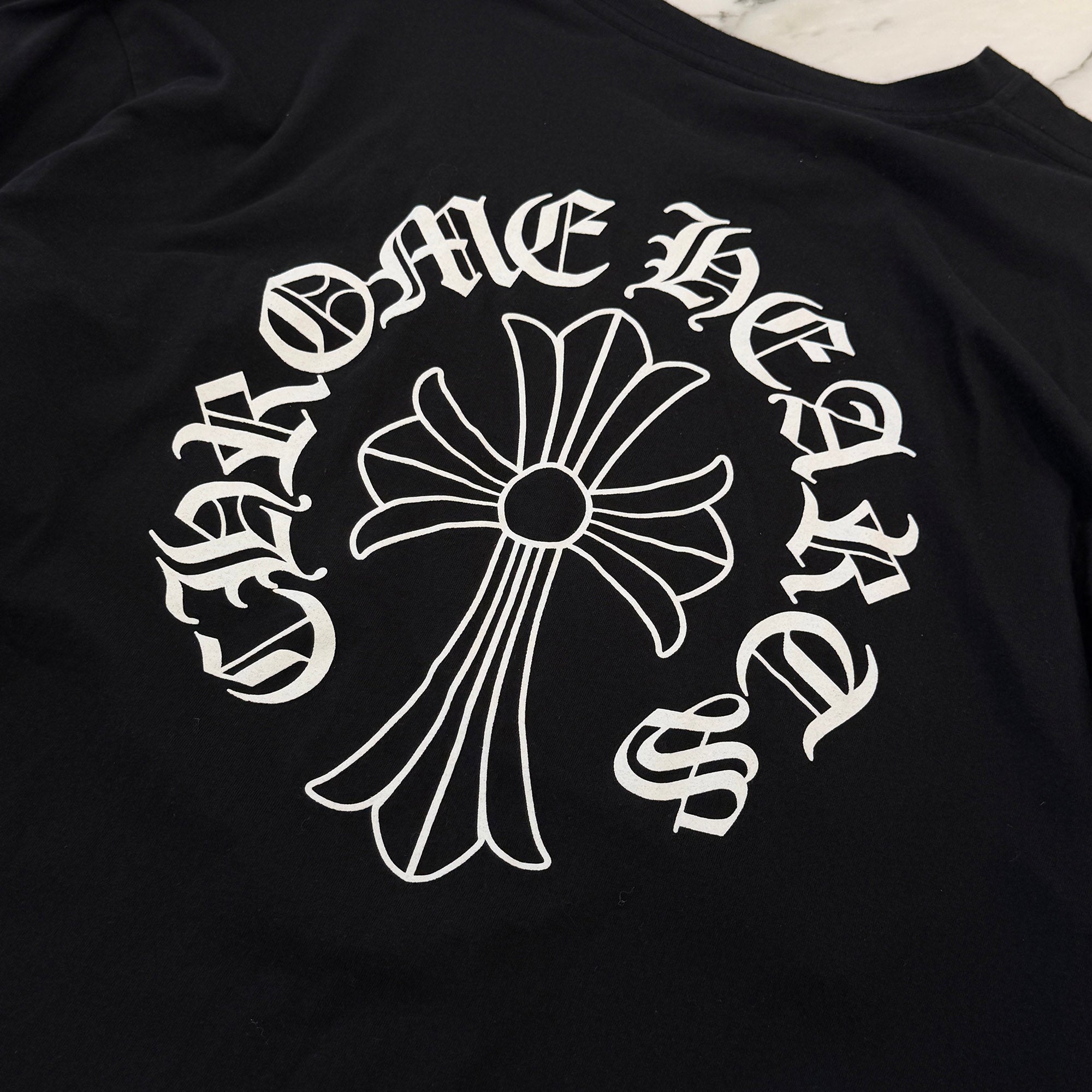 CHROME HEARTS Neck Logo Back & Arm CH Cross Print Long Sleeve Tee Size XXL クロムハーツ ネックロゴ バック＆アーム CHクロス プリント ロングスリーブ Tシャツ サイズXXL