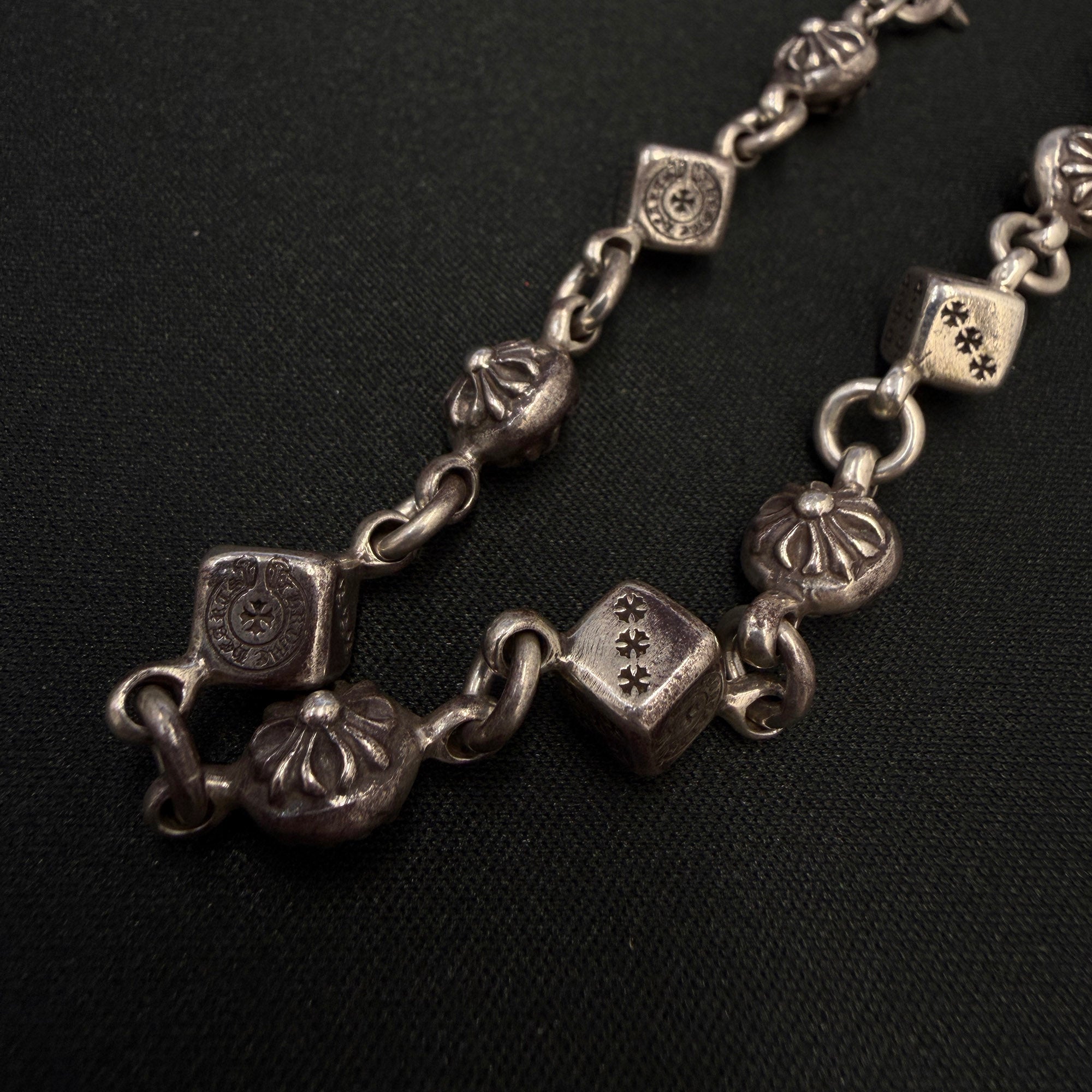 CHROME HEARTS DICE Cross Ball Silver Neckless Size 24 Inch クロムハーツ ダイス クロスボール シルバー ネックレス サイズ24インチ
