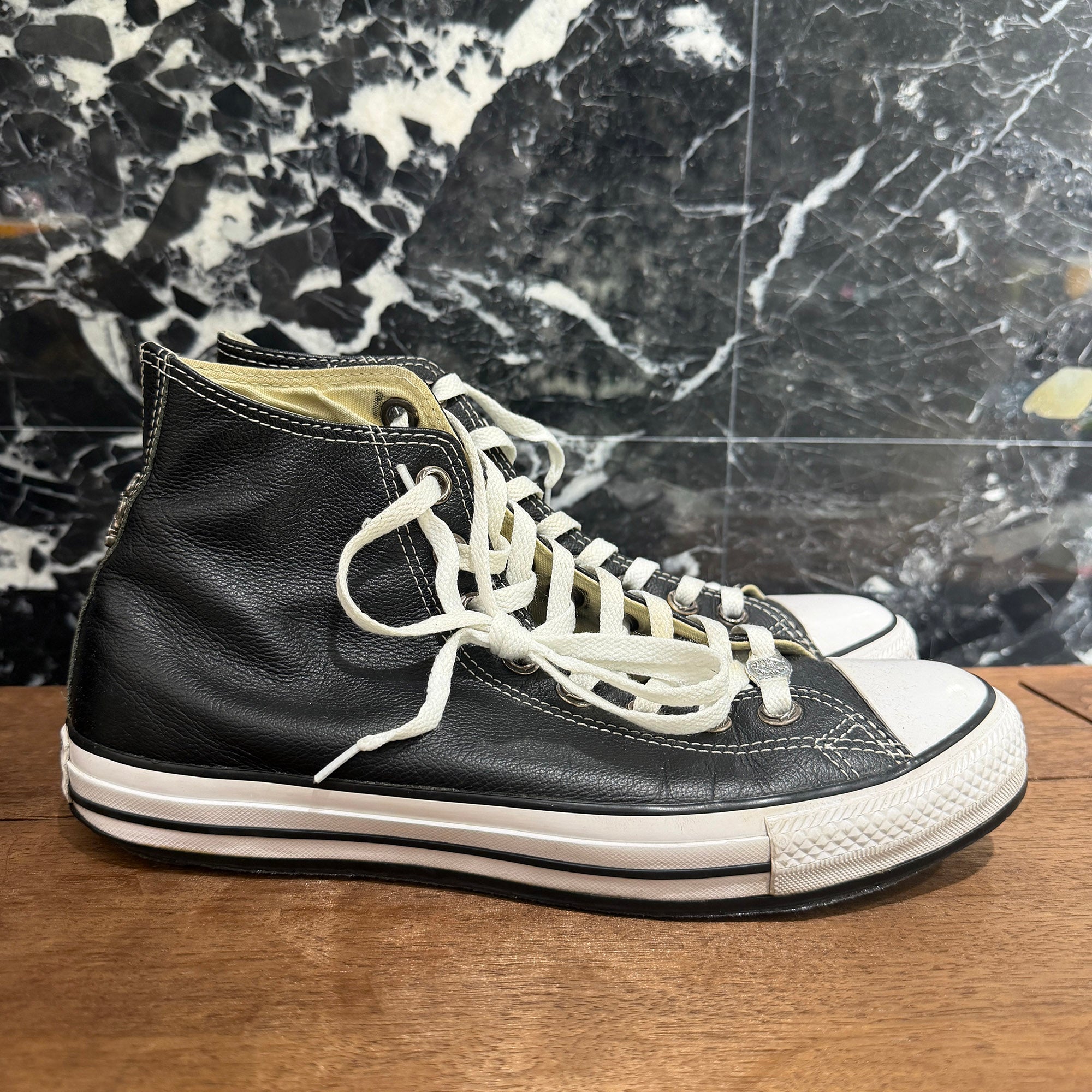 CHROME HEARTS × CONVERSE ALL STAR Cross Leather Patch Canvas High Cut Sneakers Size 9.5 (約28cm) クロムハーツ × コンバース オールスター クロスレザーパッチ キャンバス ハイカットスニーカー サイズ 9.5 (約28cm)