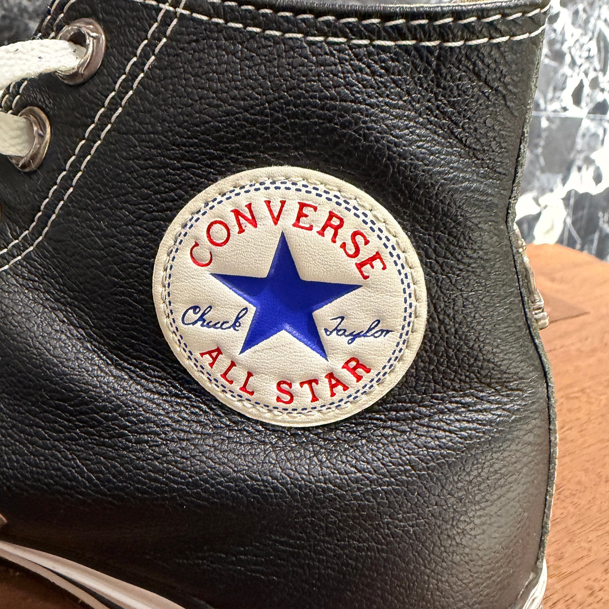 CHROME HEARTS × CONVERSE ALL STAR Cross Leather Patch Canvas High Cut Sneakers Size 9.5 (約28cm) クロムハーツ × コンバース オールスター クロスレザーパッチ キャンバス ハイカットスニーカー サイズ 9.5 (約28cm)