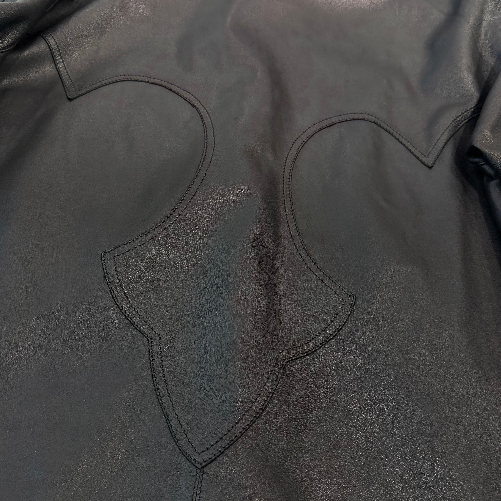 CHROME HEARTS Leather Cross Patch Cross Ball Button Leather Shirt クロムハーツ レザークロスパッチ クロスボールボタン レザーシャツ
