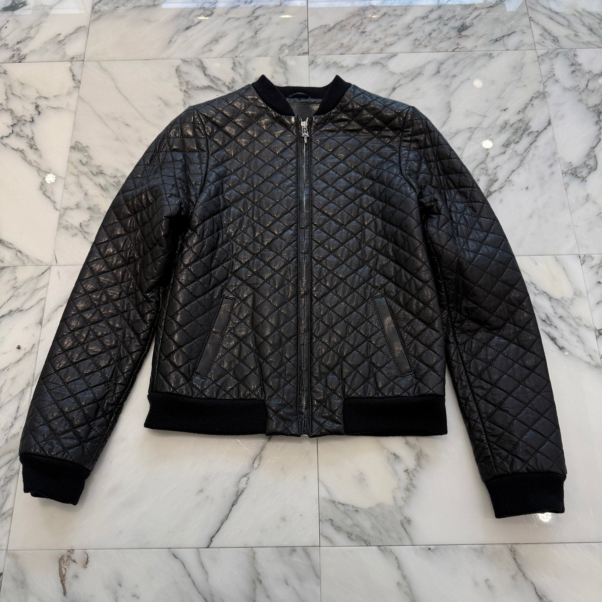 CHROME HEARTS Dagger Zip Quilting Leather Jacket Size M クロムハーツ ダガージップ キルティング レザージャケット サイズM