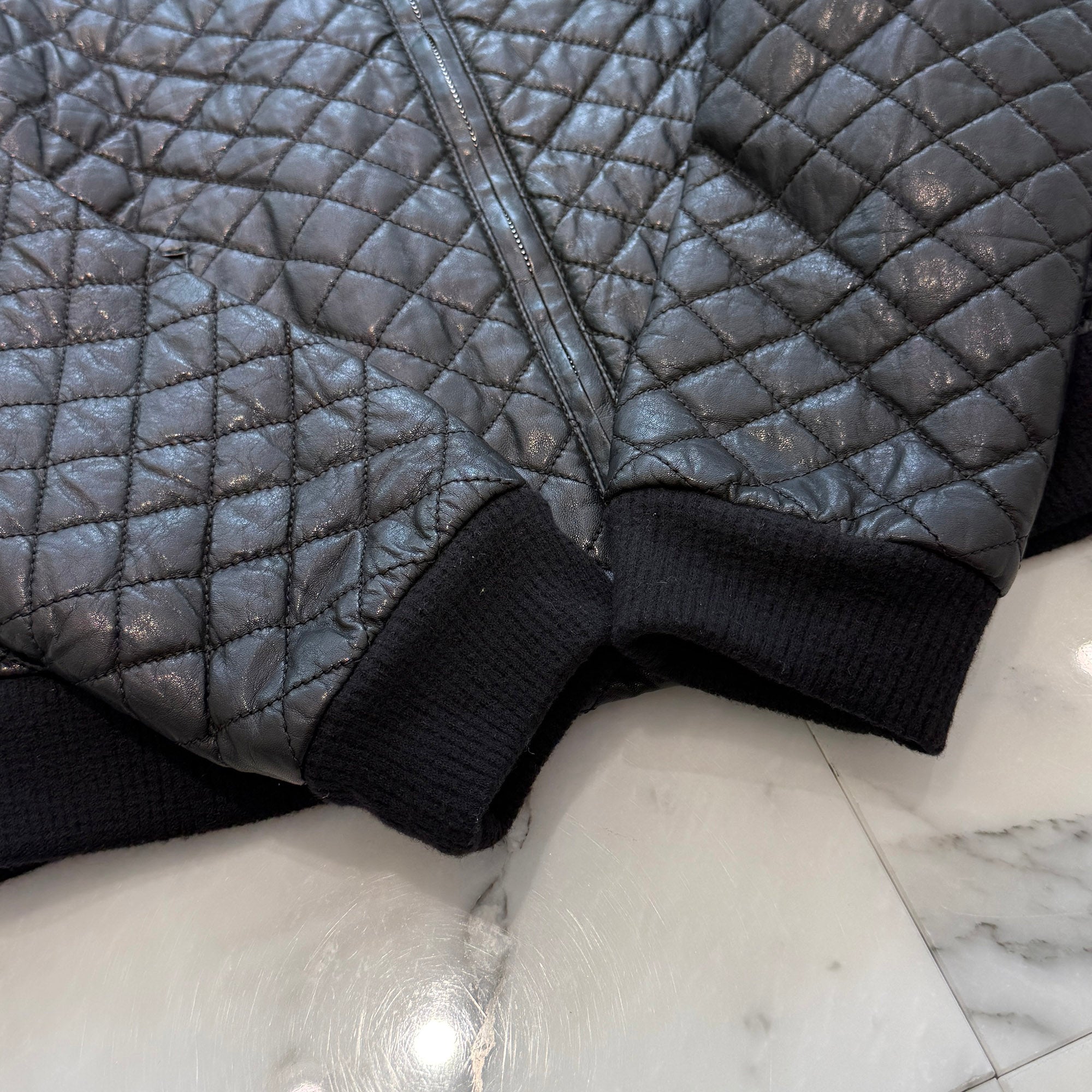 CHROME HEARTS Dagger Zip Quilting Leather Jacket Size M クロムハーツ ダガージップ キルティング レザージャケット サイズM