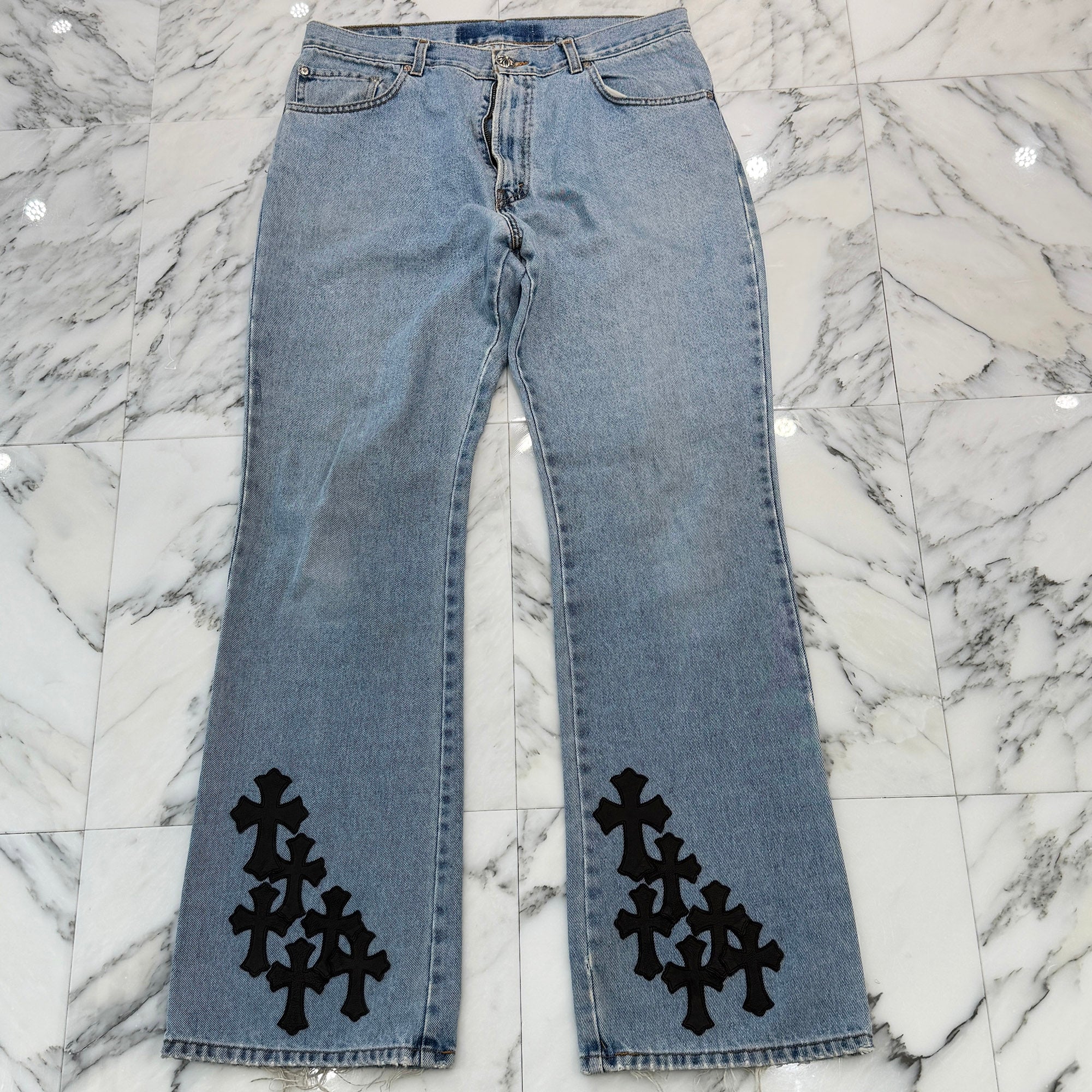 CHROME HEARTS × Levi's 517 VNTG Cross Leather Patch Denim Pants Size 34 クロムハーツ × リーバイス 517 ヴィンテージ クロスレザーパッチ デニムパンツ サイズ34