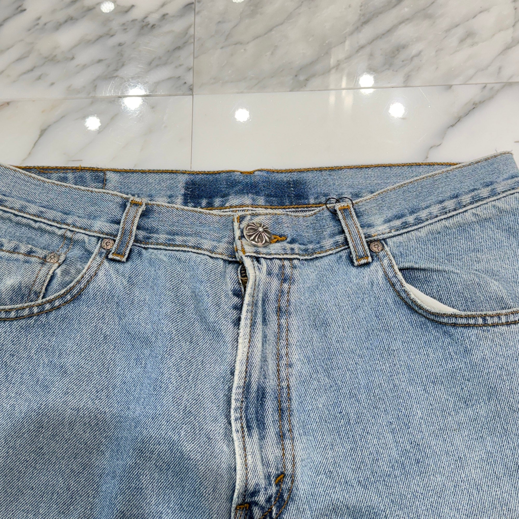 CHROME HEARTS × Levi's 517 VNTG Cross Leather Patch Denim Pants Size 34 クロムハーツ × リーバイス 517 ヴィンテージ クロスレザーパッチ デニムパンツ サイズ34
