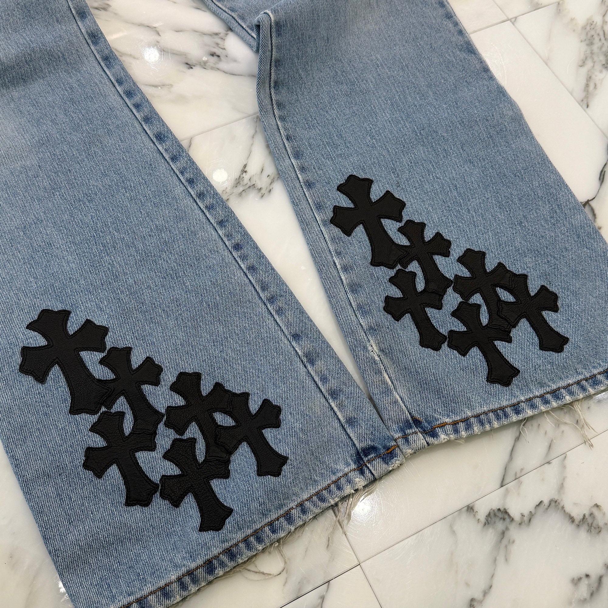 CHROME HEARTS × Levi's 517 VNTG Cross Leather Patch Denim Pants Size 34 クロムハーツ × リーバイス 517 ヴィンテージ クロスレザーパッチ デニムパンツ サイズ34