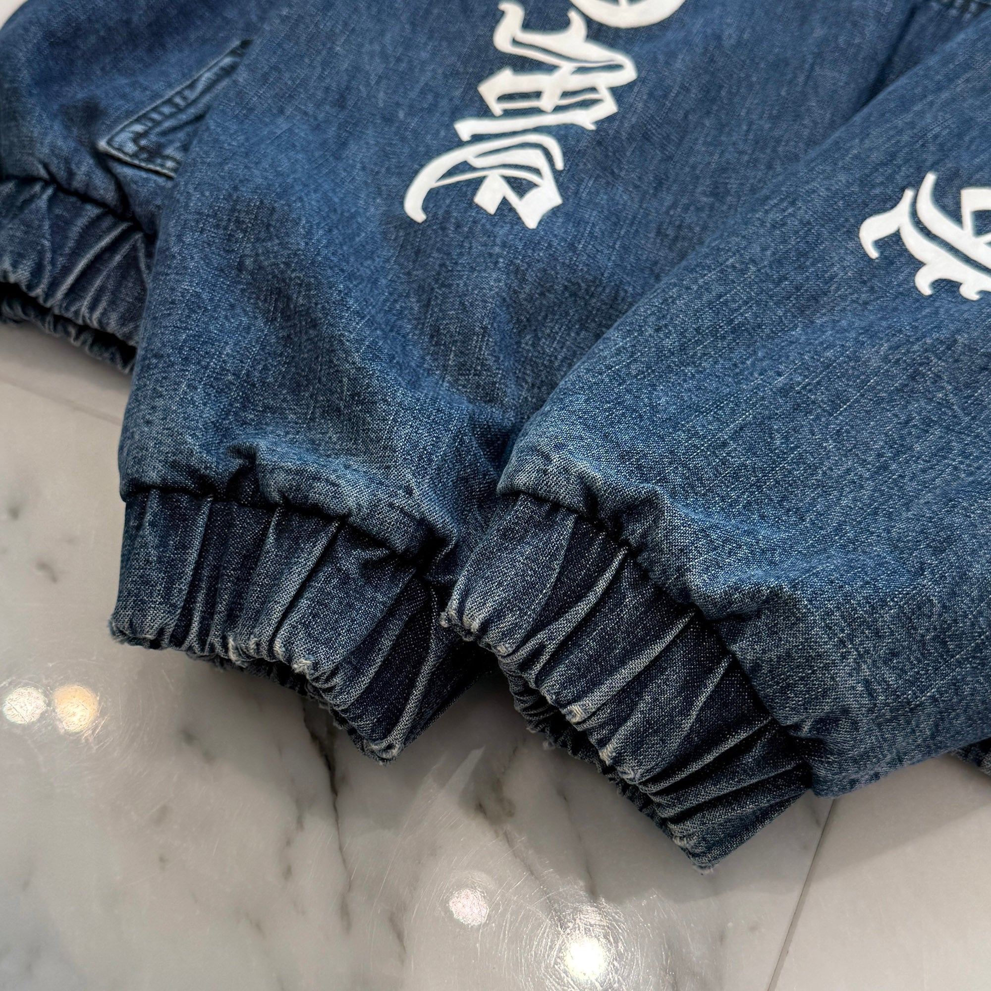 CHROME HEARTS 2024AW Leather Cemetery Triple Cross Denim Anorak Jacket Size M クロムハーツ レザーセメタリートリプルクロス デニム アノラック ジャケット サイズM