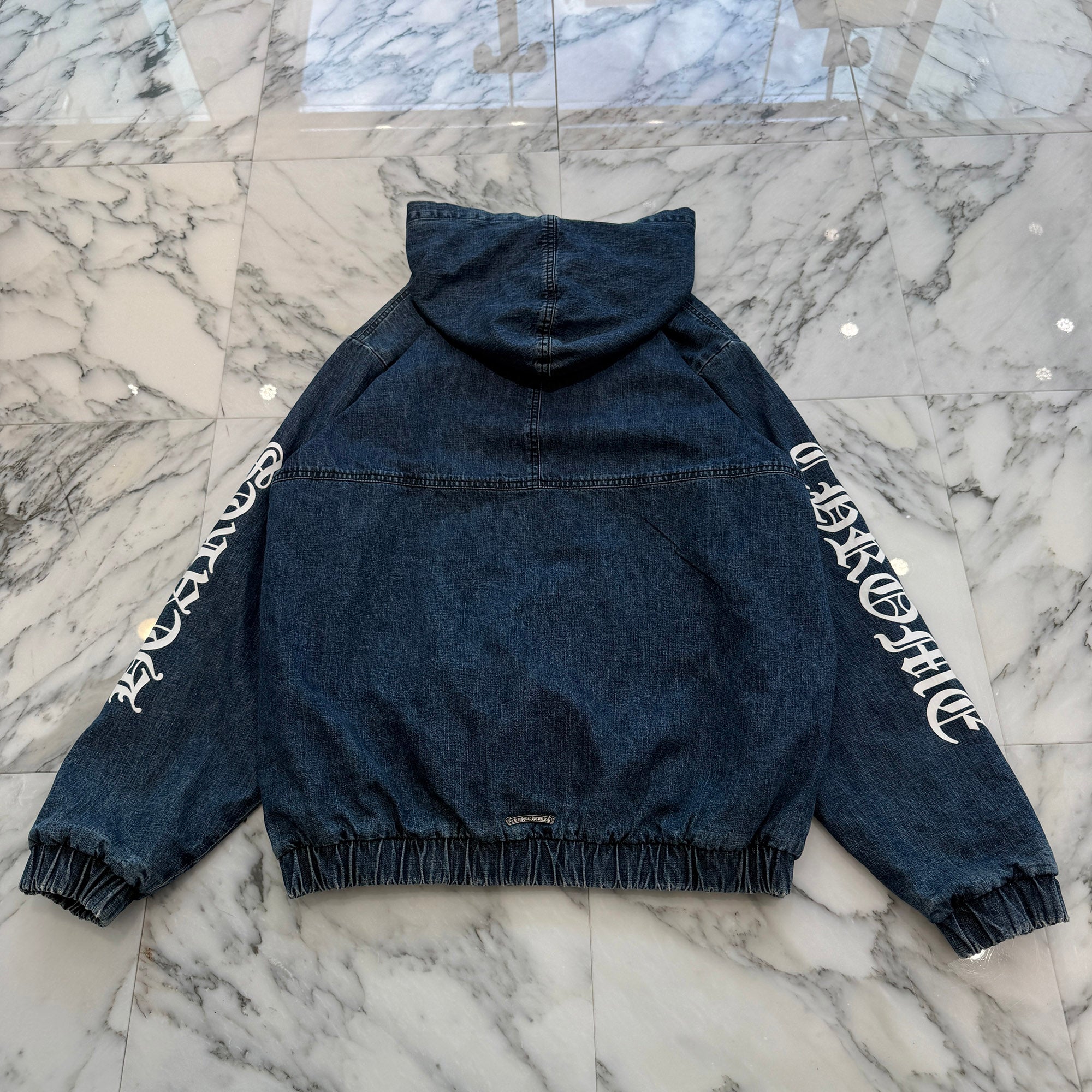 CHROME HEARTS 2024AW Leather Cemetery Triple Cross Denim Anorak Jacket Size M クロムハーツ レザーセメタリートリプルクロス デニム アノラック ジャケット サイズM
