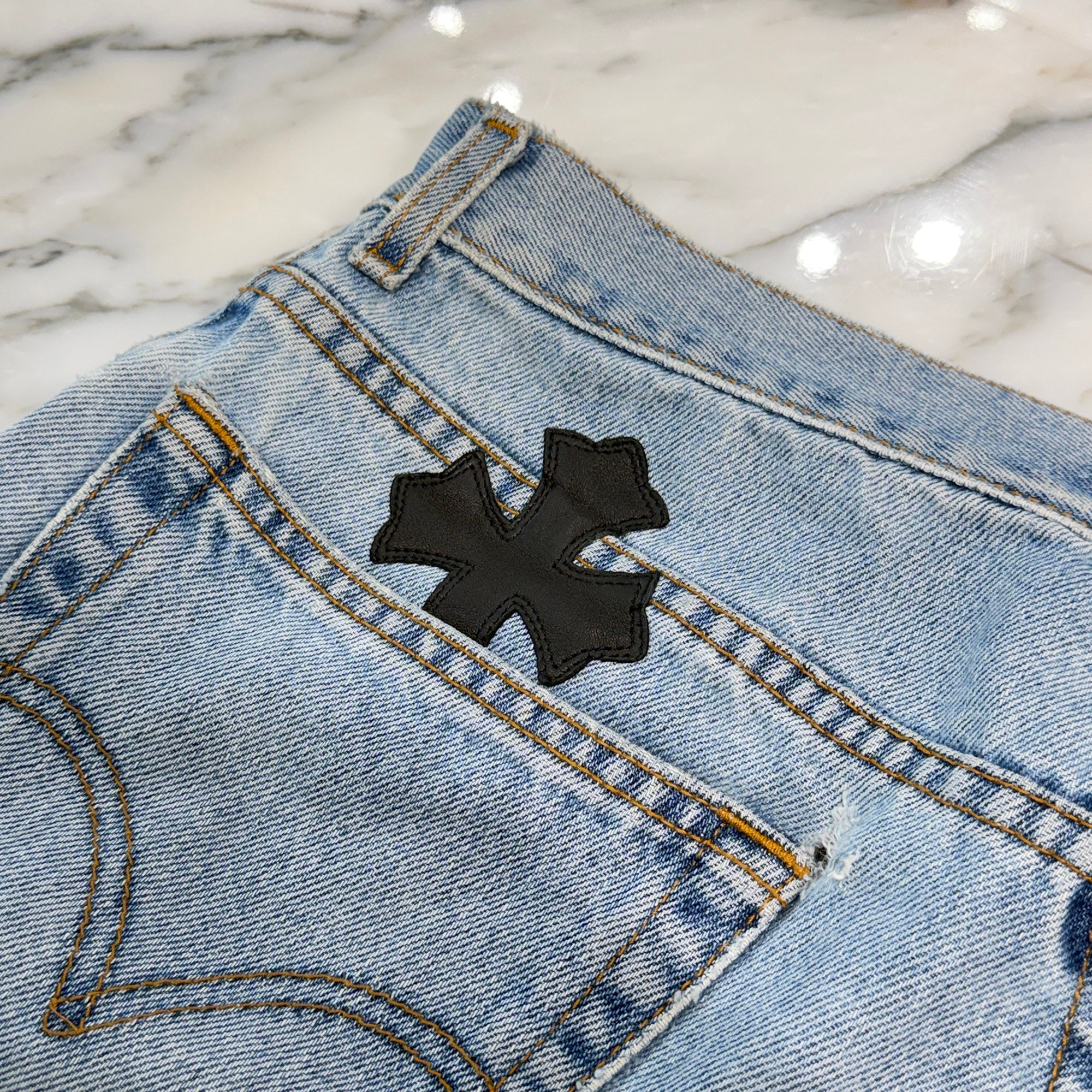 CHROME HEARTS × Levi's 517 VNTG Cross Leather Patch Denim Pants Size 34 クロムハーツ × リーバイス 517 ヴィンテージ クロスレザーパッチ デニムパンツ サイズ34