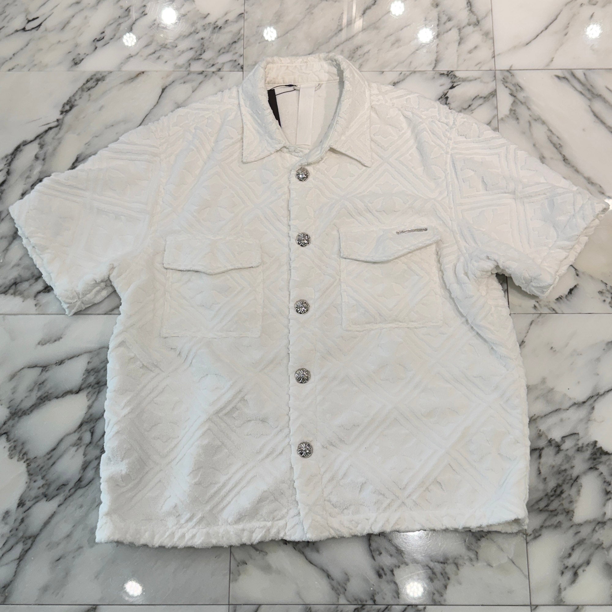CHROME HEARTS Y NOT CH Plus Pattern Pile Terry Shirt Size L クロムハーツ ワイノット CHプラス総柄 パイル地 テリー シャツ サイズL