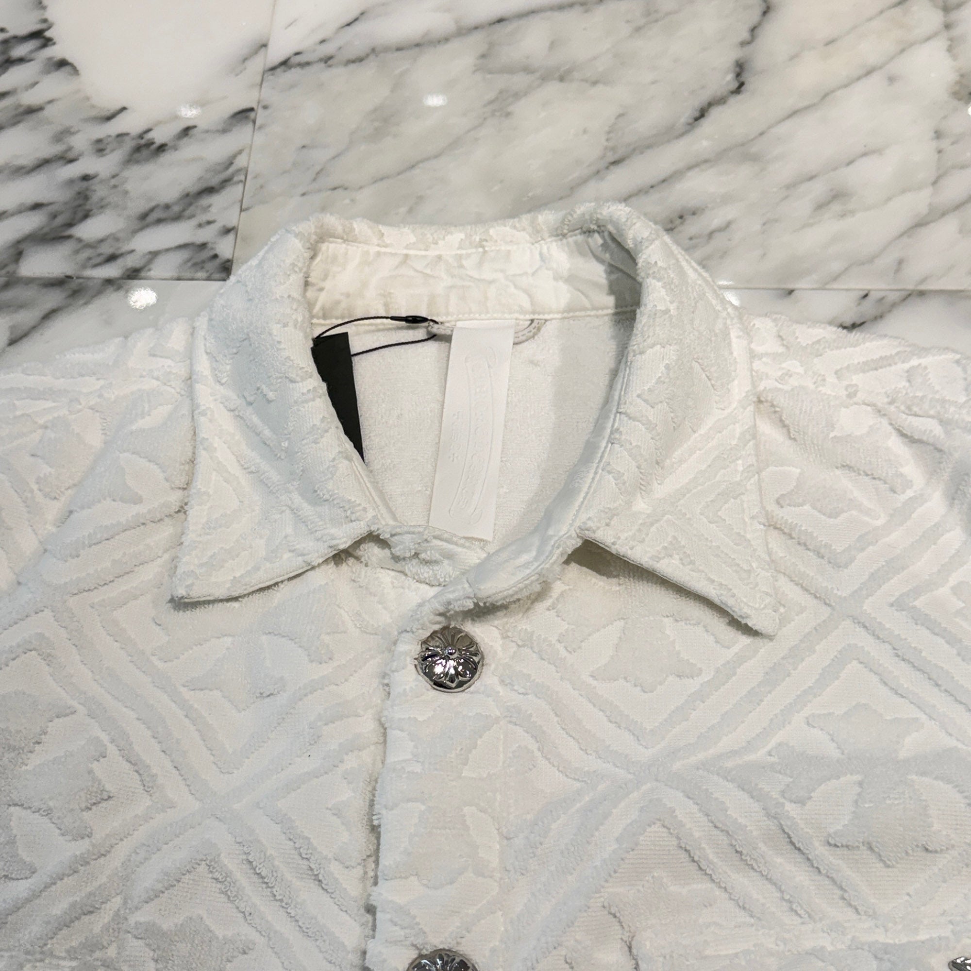 CHROME HEARTS Y NOT CH Plus Pattern Pile Terry Shirt Size L クロムハーツ ワイノット CHプラス総柄 パイル地 テリー シャツ サイズL