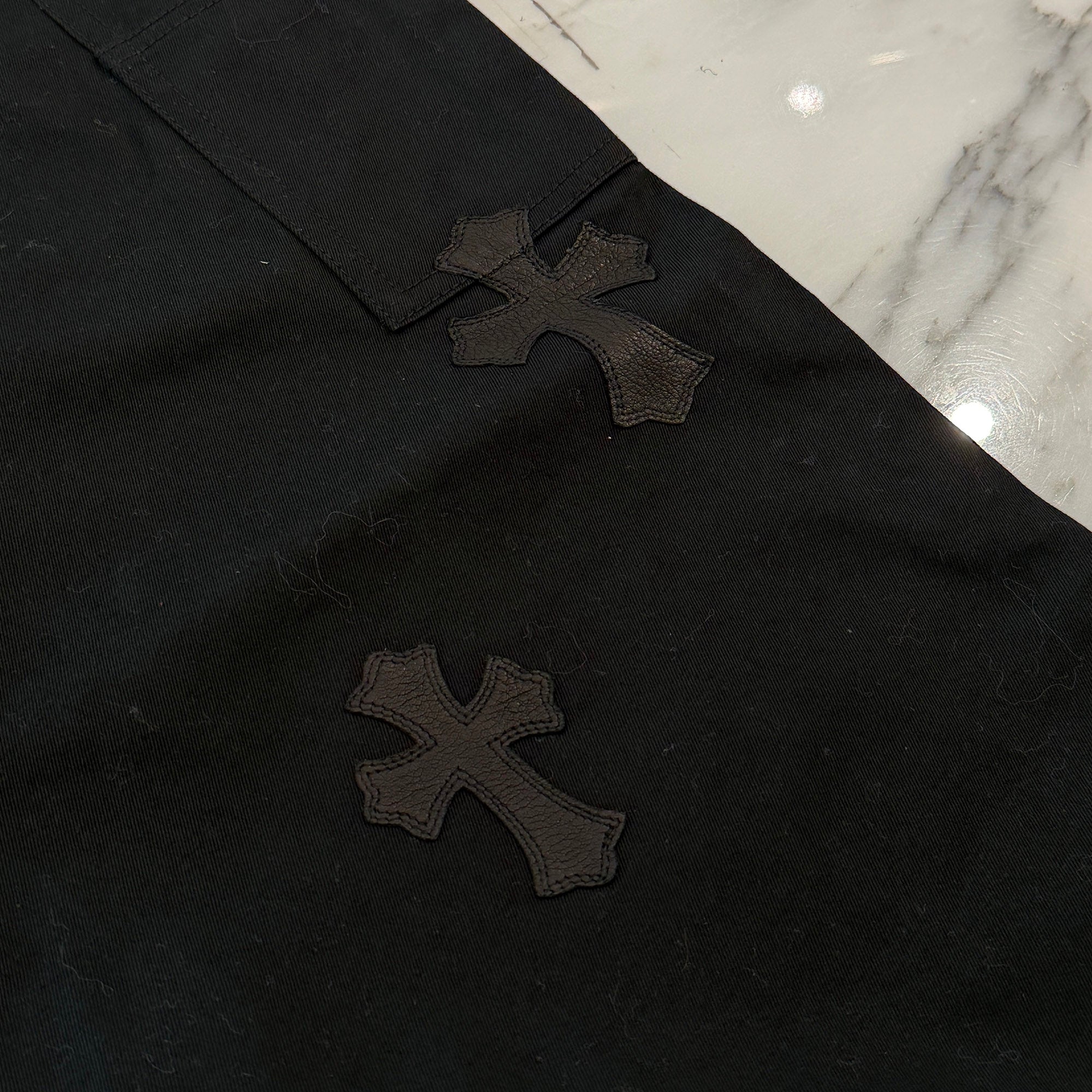 CHROME HEARTS Multi Leather Patch Carpenter Cross Ball Button Pants Size 36 クロムハーツ マルチレザーパッチ カーペンター クロスボールボタン パンツ サイズ36