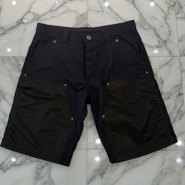 CHROME HEARTS Carpenter Double Knee Leather Cross Patch Nylon Shorts Size 34 クロムハーツ カーペンター ダブルニー レザークロスパッチ ナイロン ショーツ サイズ34