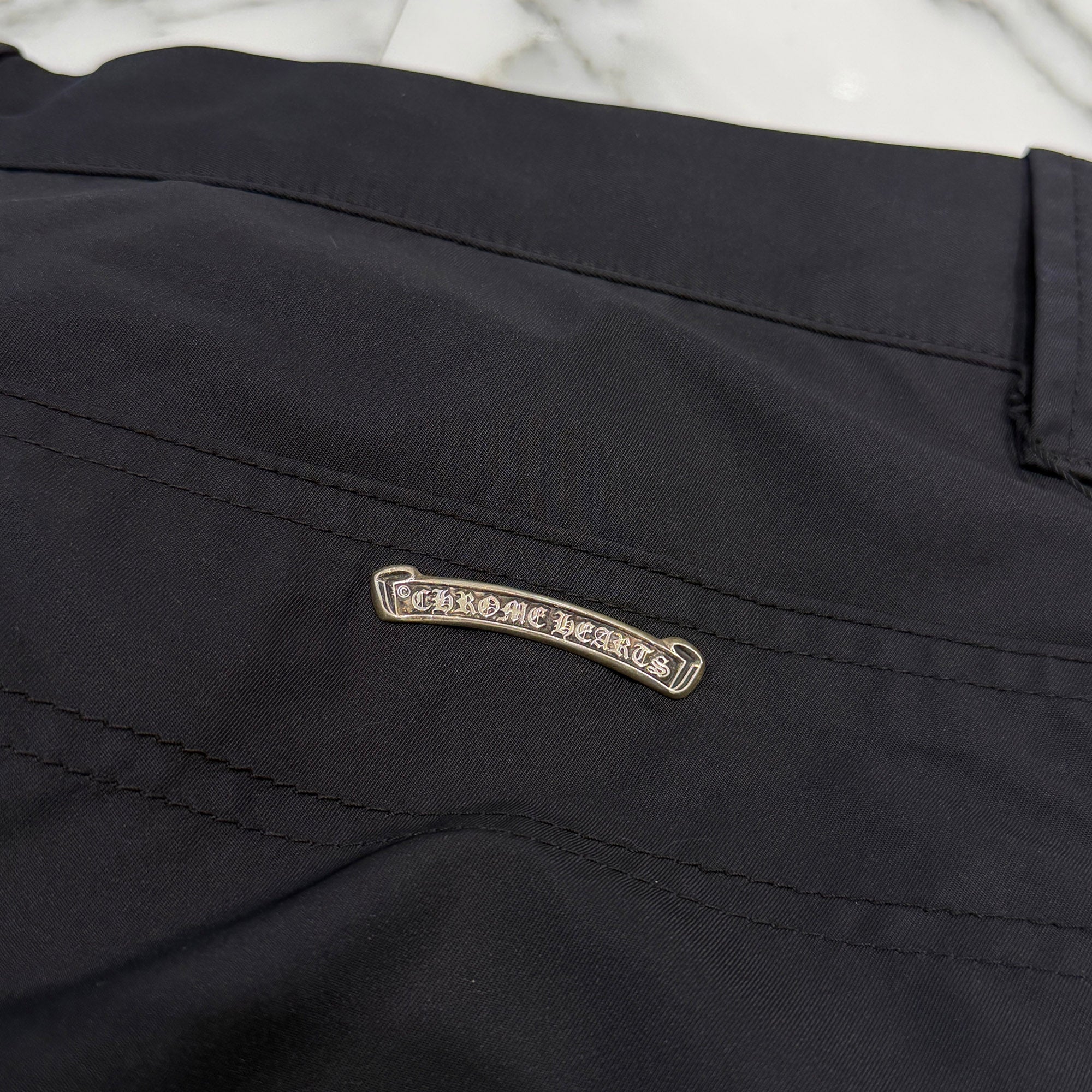 CHROME HEARTS Carpenter Double Knee Leather Cross Patch Nylon Shorts Size 34 クロムハーツ カーペンター ダブルニー レザークロスパッチ ナイロン ショーツ サイズ34