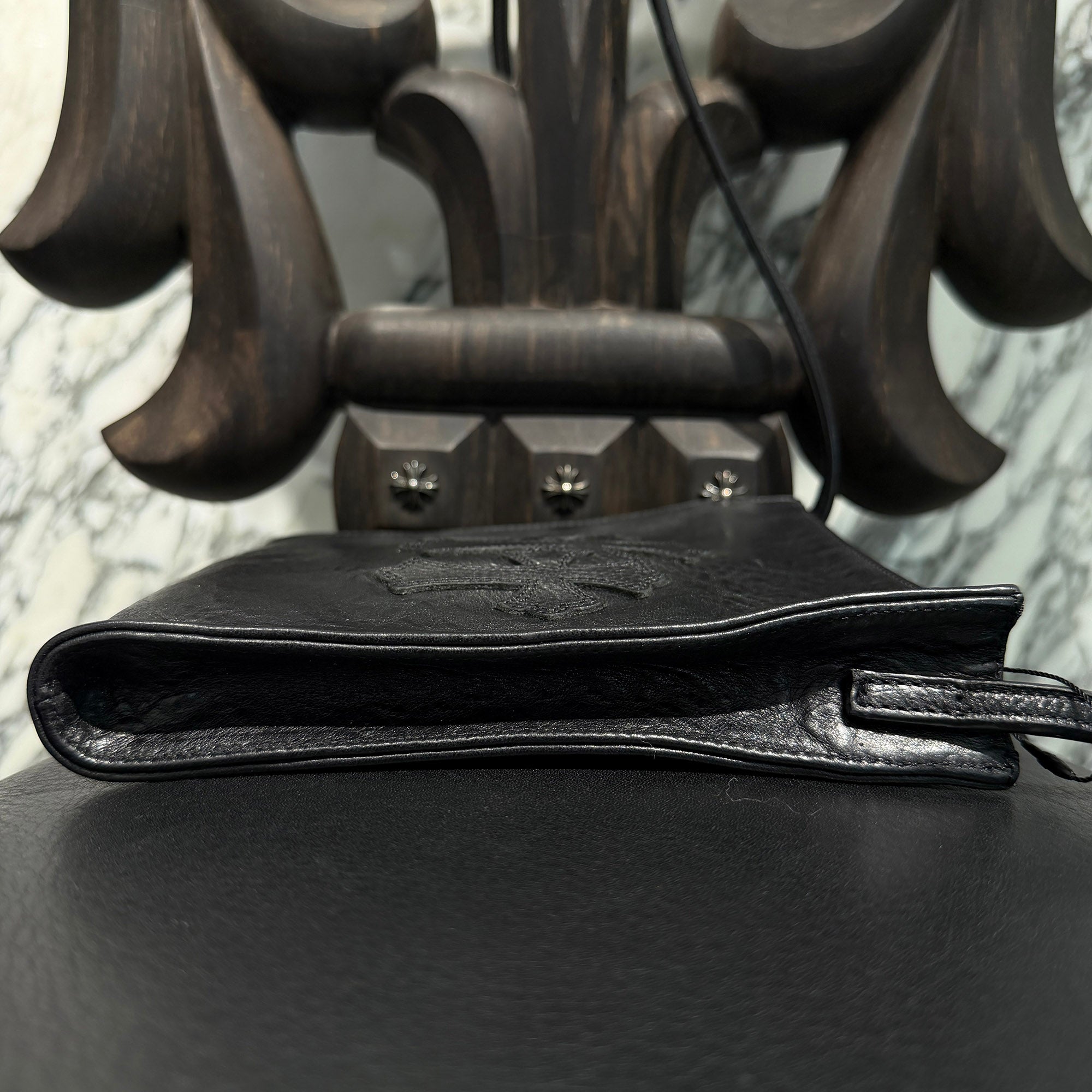 CHROME HEARTS Square Pocket 3 Cemetery Cross Leather Patch Shoulder Bag クロムハーツ スクエアポケット 3セメタリークロス レザーパッチ ショルダーバッグ