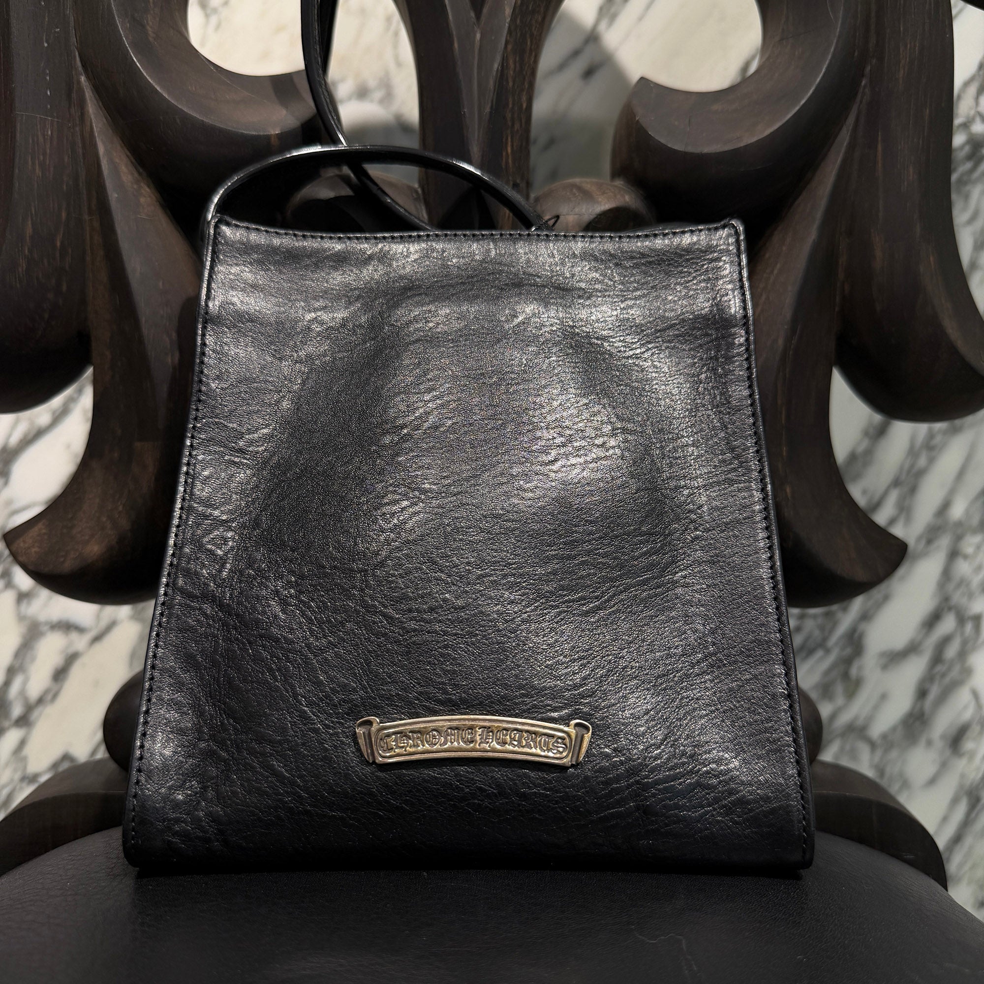 CHROME HEARTS Square Pocket 3 Cemetery Cross Leather Patch Shoulder Bag クロムハーツ スクエアポケット 3セメタリークロス レザーパッチ ショルダーバッグ