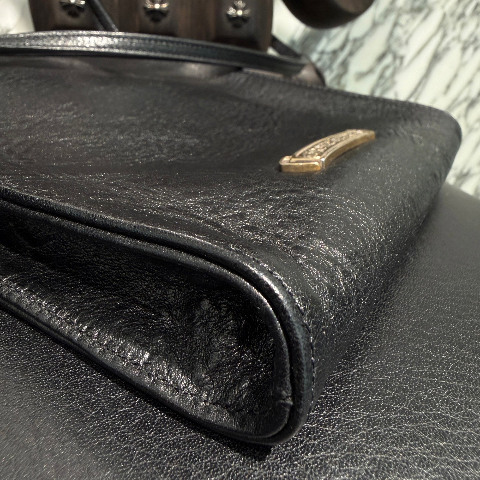 CHROME HEARTS Square Pocket 3 Cemetery Cross Leather Patch Shoulder Bag クロムハーツ スクエアポケット 3セメタリークロス レザーパッチ ショルダーバッグ