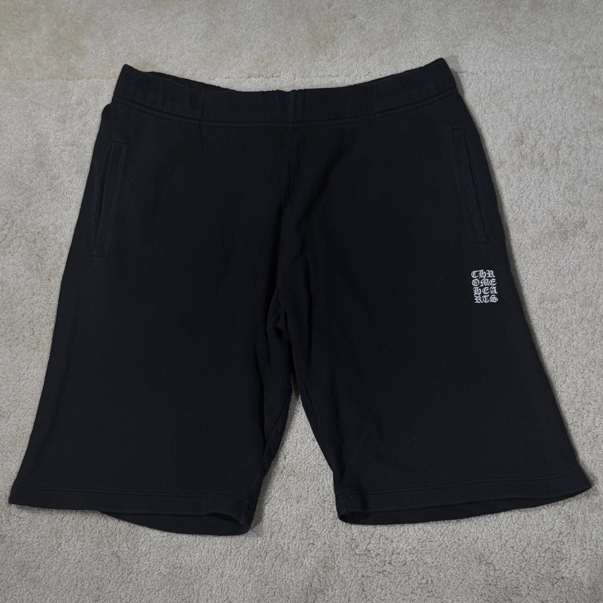 CHROME HEARTS Y NOT Vertical Logo CH Cross Embroidery Sweat Half Pants Size L クロムハ―ツ ワイノット ヴァーティカルロゴ CHクロス刺繡 スウェット ハーフパンツ サイズL