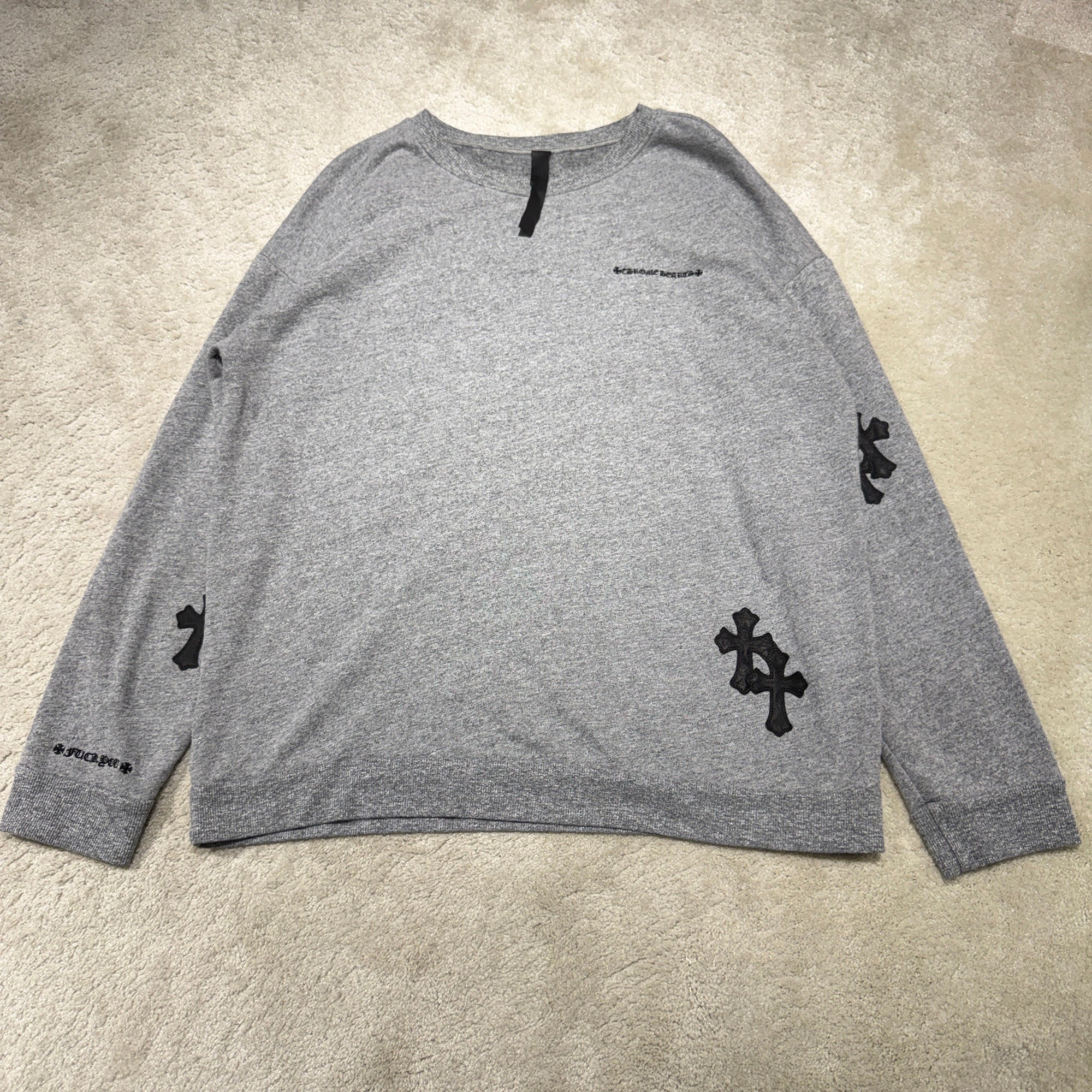 CHROME HEARTS Y NOT Cross Leather Patch Sweatshirt Size M クロムハーツ ワイノット クロス レザーパッチ スウェットシャツ サイズM
