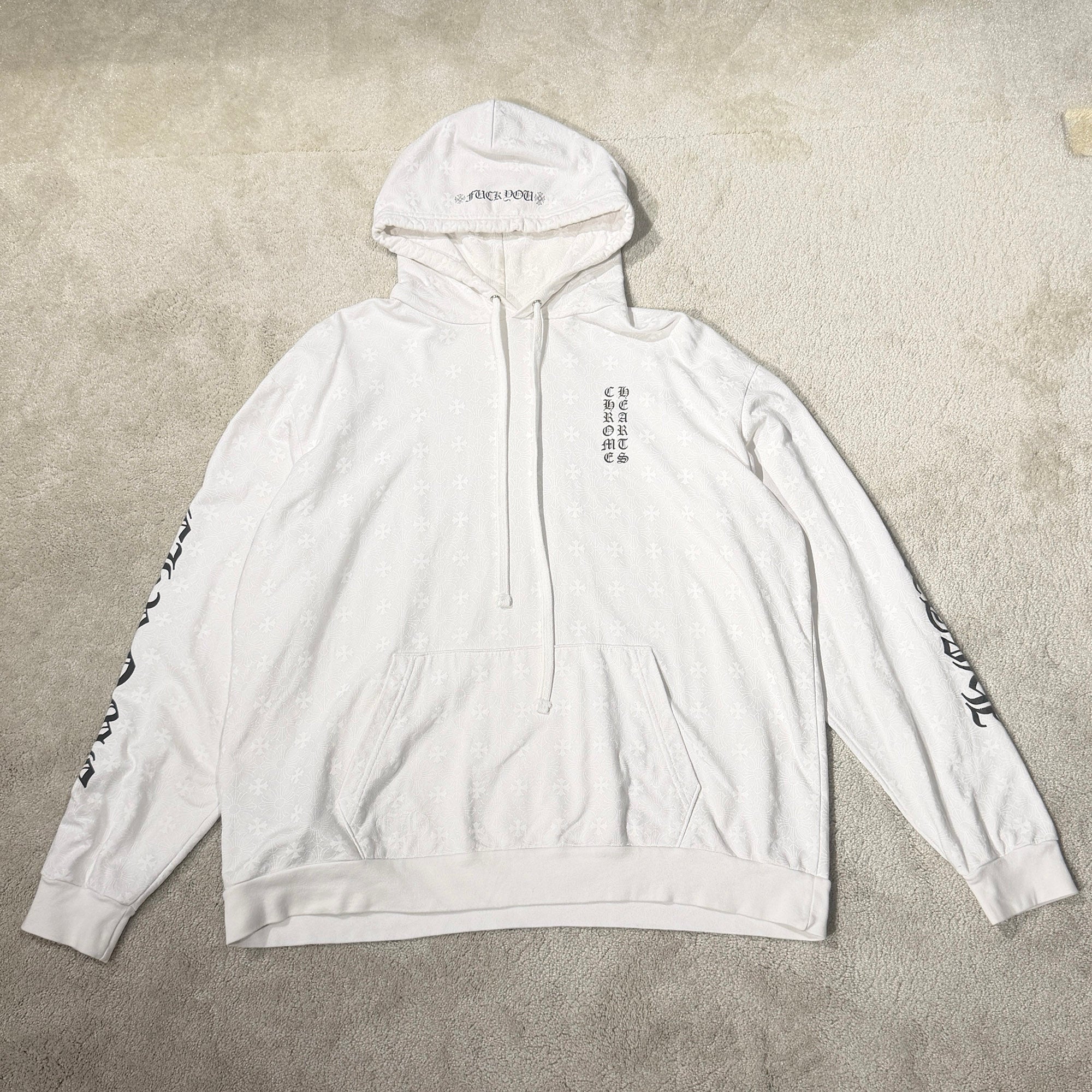CHROME HEARTS Vertical Logo CH Plus Pullover Hoodie Size XL クロムハーツ ヴァーティカルロゴ CHプラス総柄 プルオーバーフーディ サイズXL