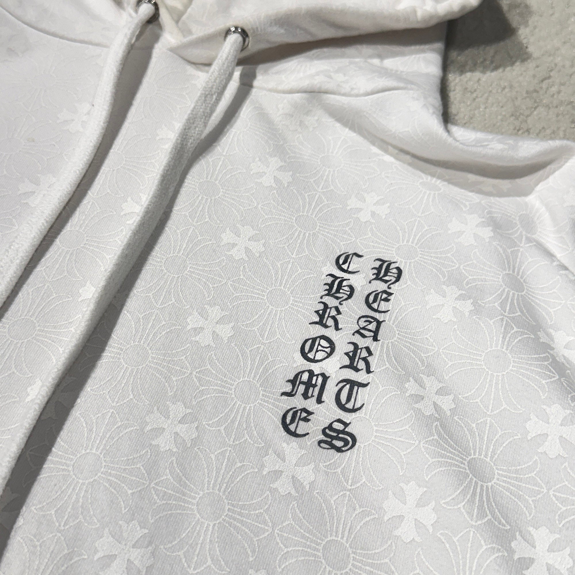 CHROME HEARTS Vertical Logo CH Plus Pullover Hoodie Size XL クロムハーツ ヴァーティカルロゴ CHプラス総柄 プルオーバーフーディ サイズXL