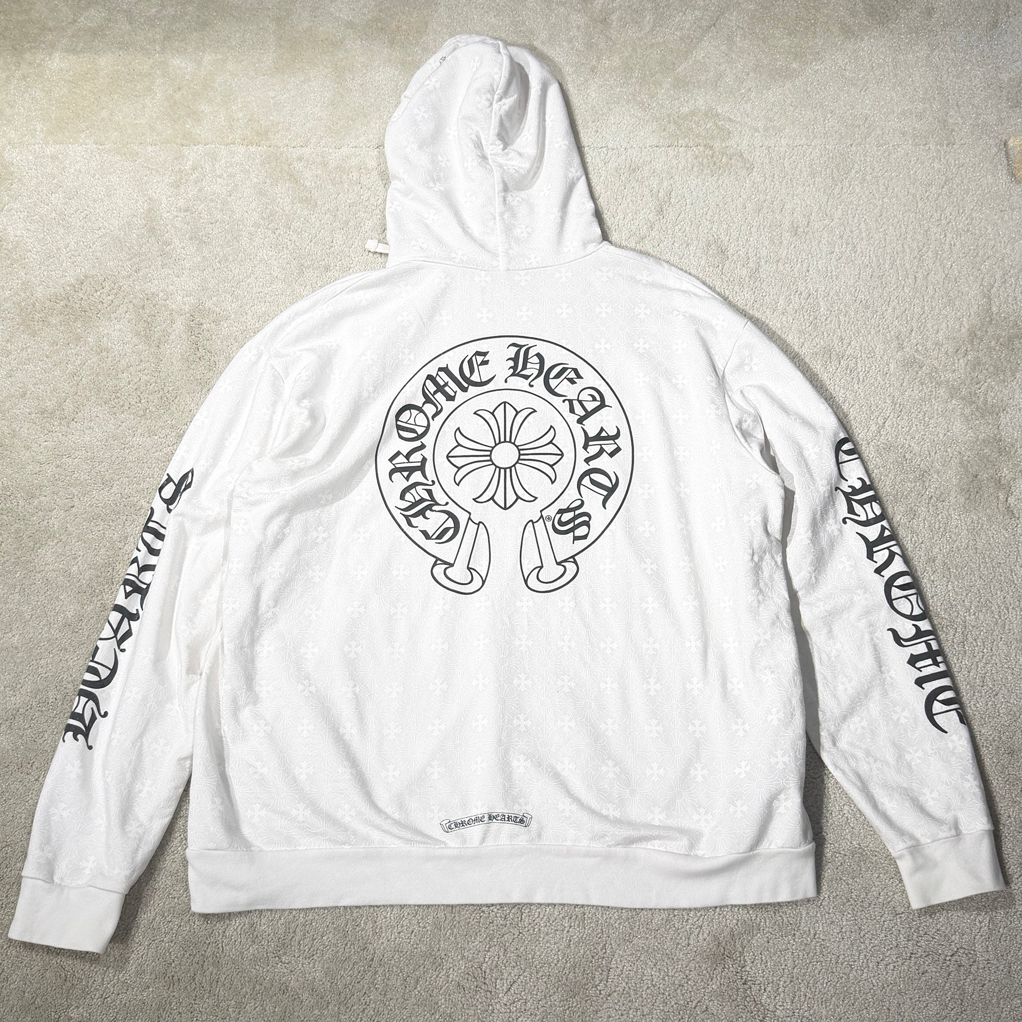 CHROME HEARTS Vertical Logo CH Plus Pullover Hoodie Size XL クロムハーツ ヴァーティカルロゴ CHプラス総柄 プルオーバーフーディ サイズXL