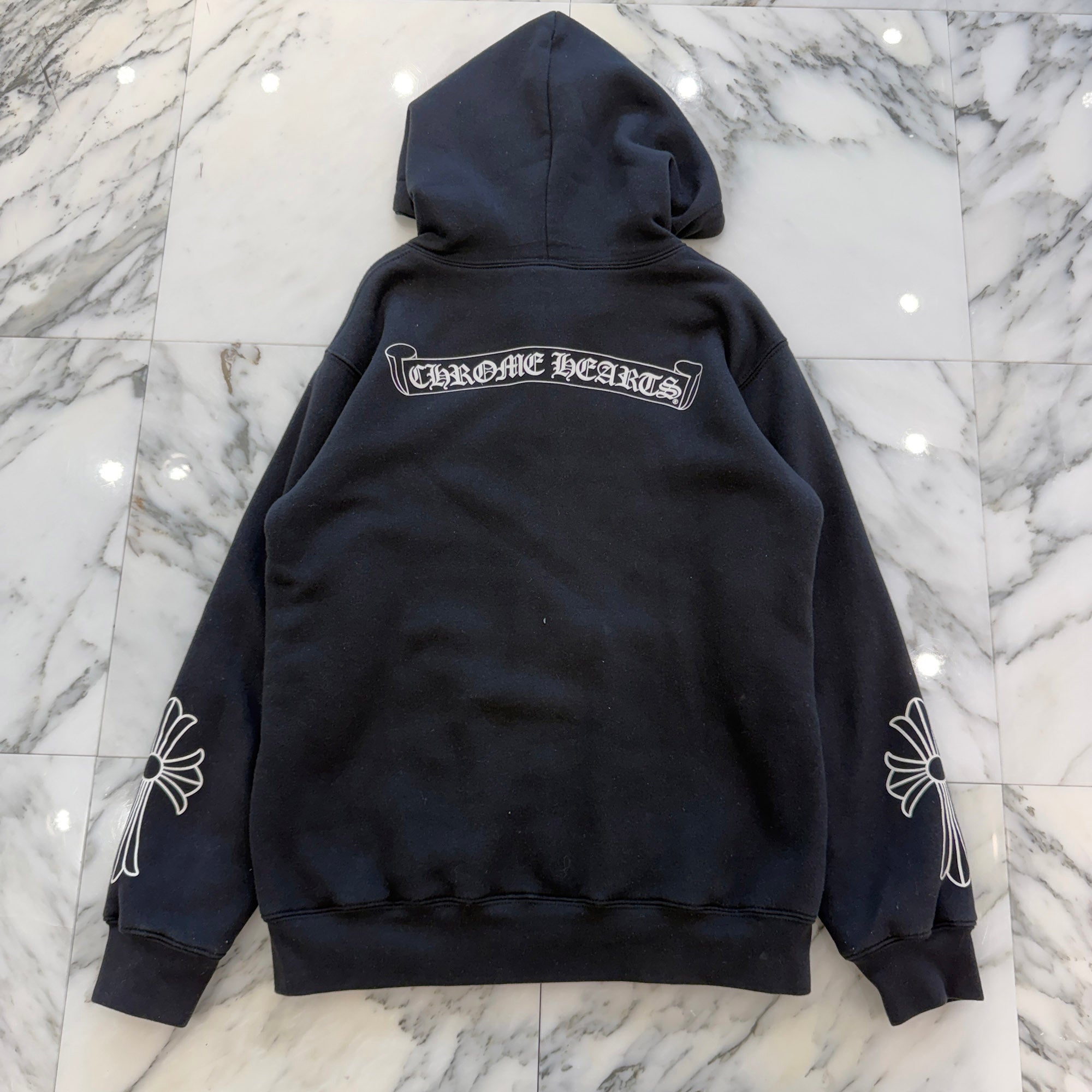 CHROME HEARTS Back Scroll Arm Cross Zip Up Hoodie Size M クロムハーツ バック スクロール アームクロス ジップアップ フーディ サイズM