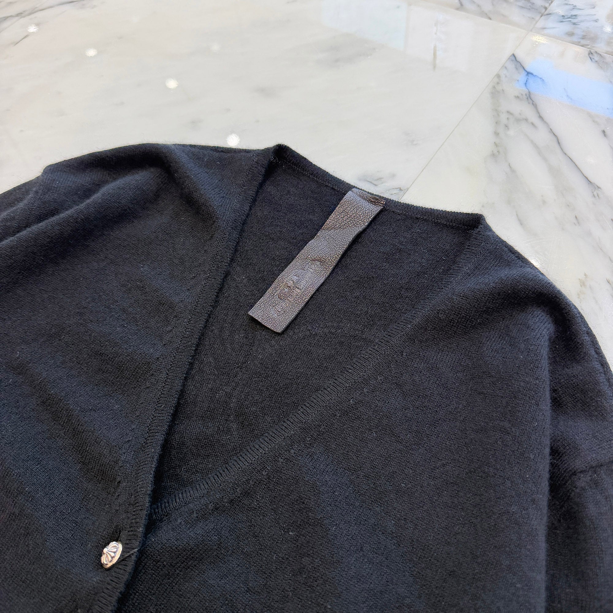 CHROME HEARTS Y NOT Back Rhinestone Viny Heart Cashmere Knit Cardigan Size L クロムハーツ ワイノット バック ラインストーン ヴィニーハート カシミヤ ニット カーディガン サイズL