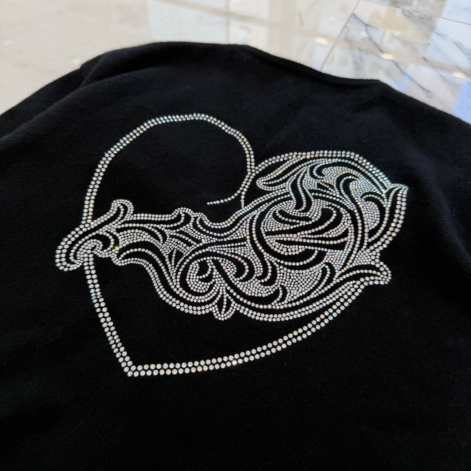 CHROME HEARTS Y NOT Back Rhinestone Viny Heart Cashmere Knit Cardigan Size L クロムハーツ ワイノット バック ラインストーン ヴィニーハート カシミヤ ニット カーディガン サイズL
