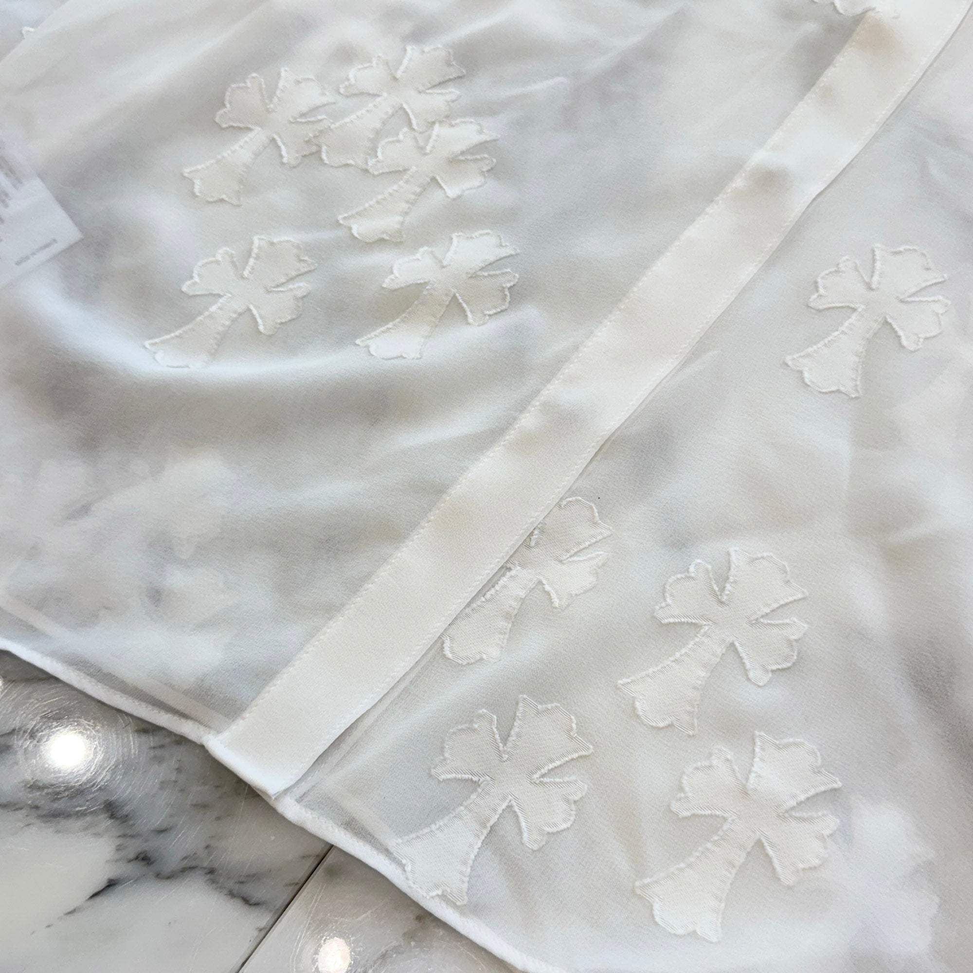CHROME HEARTS SOFT FOCUS Cemetery Cross Silk Patch Sheer Shirt Size M クロムハーツ ソフトフォーカス セメタリークロス シルクパッチ シアーシャツ サイズM
