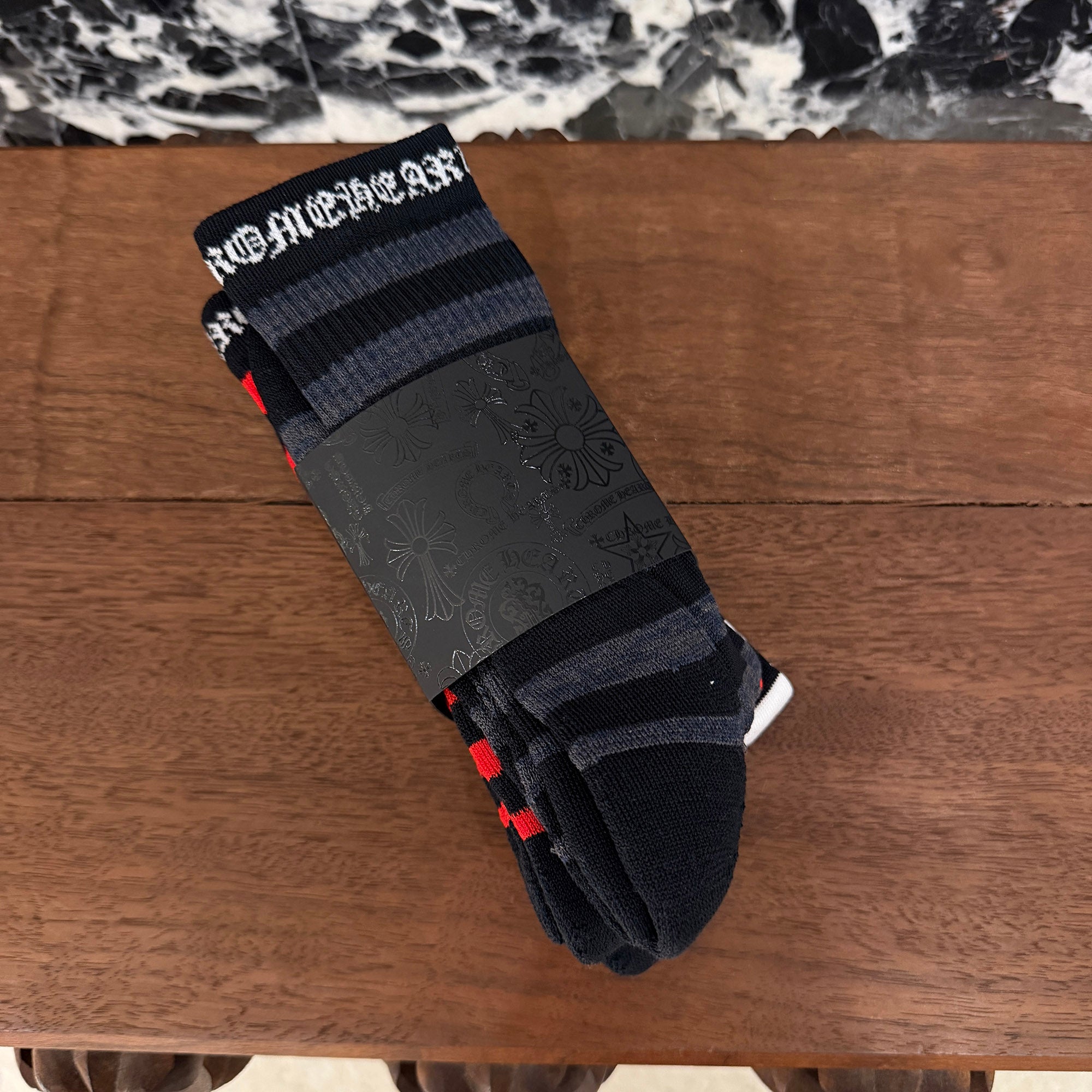 CHROME HEARTS CH Plus Border Socks x3 Size M (JP25-27) クロムハーツ CHプラス ボーダーソックス サイズM (JP25-27)