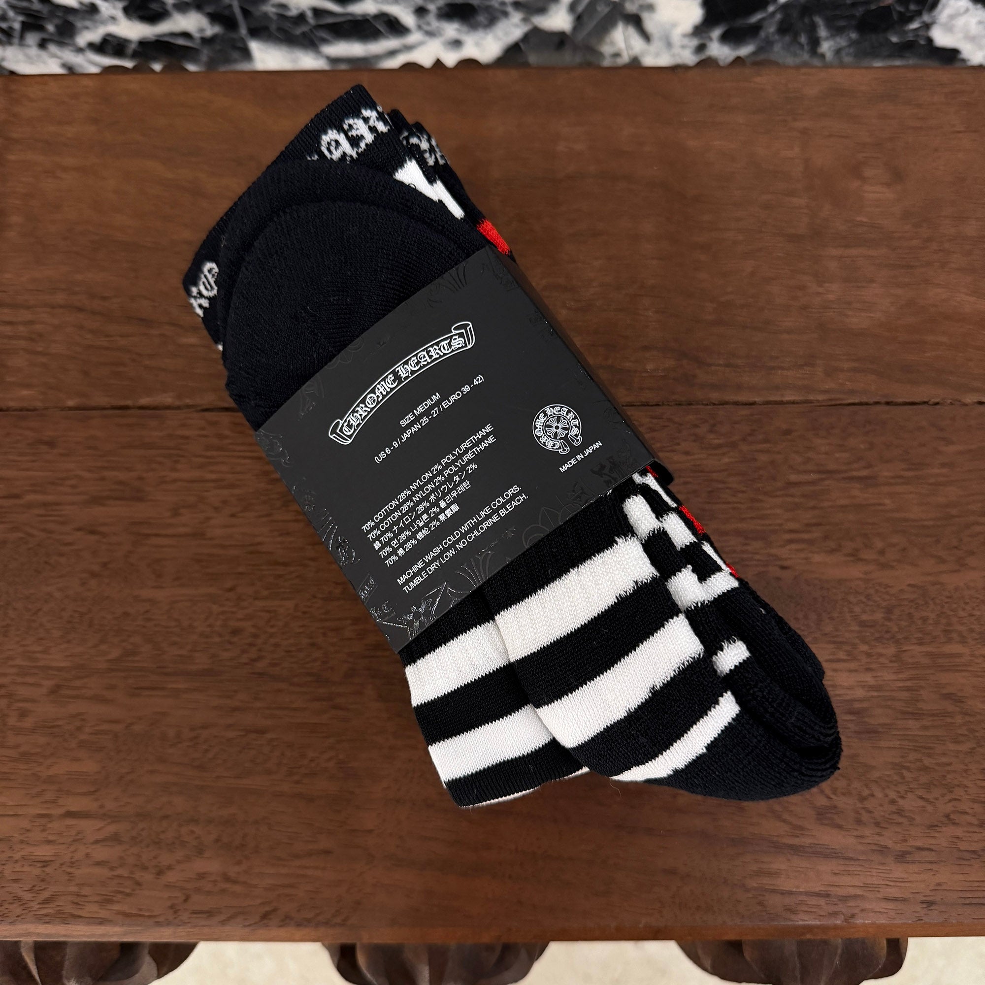 CHROME HEARTS CH Plus Border Socks x3 Size M (JP25-27) クロムハーツ CHプラス ボーダーソックス サイズM (JP25-27)