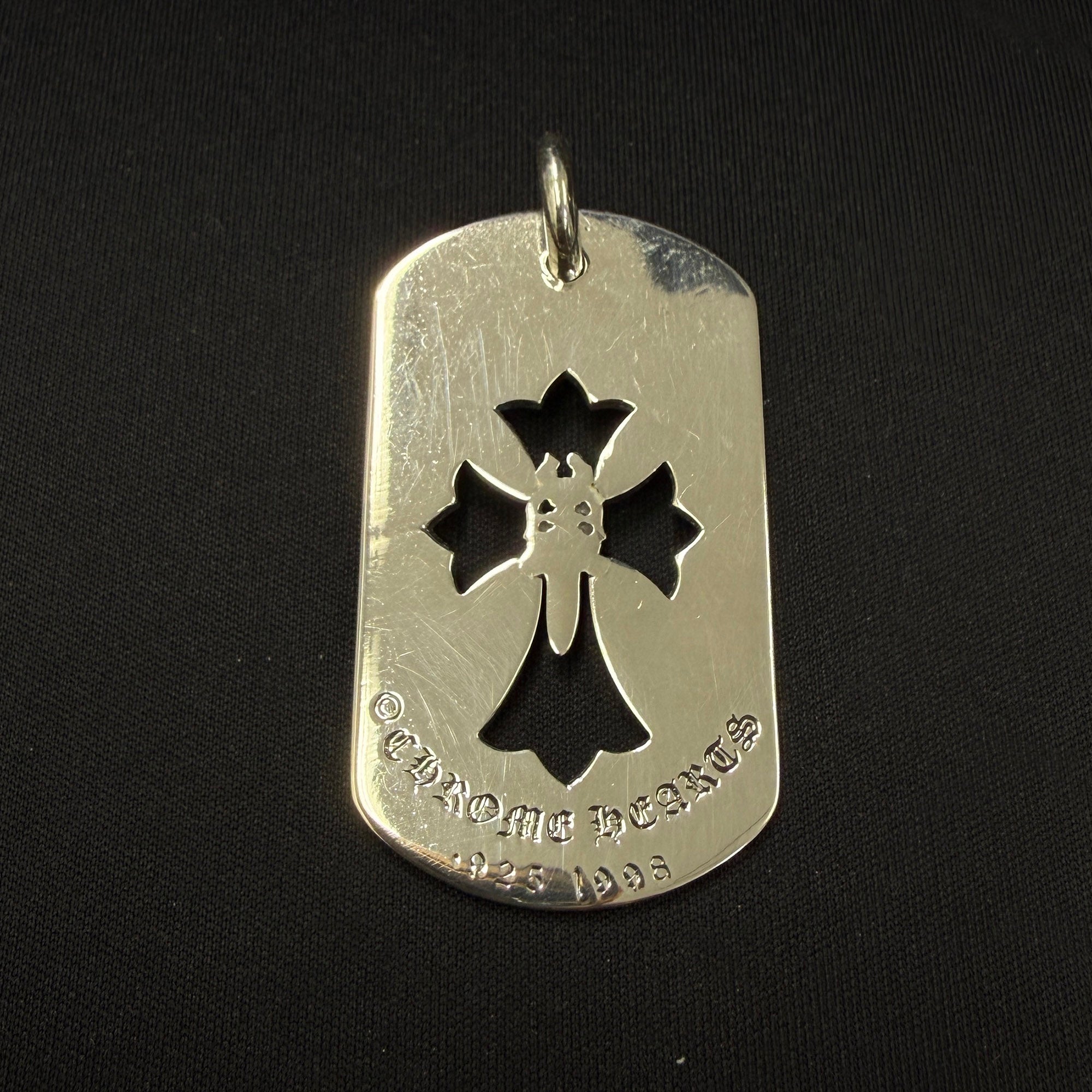 CHROME HEARTS Cut Out Cross Dagger Dock Tag Large Pendant Necklace & Ball Chain クロムハーツ カットアウトクロス ダガー ドッグタグ ラージ ペンダント & ボールチェーン