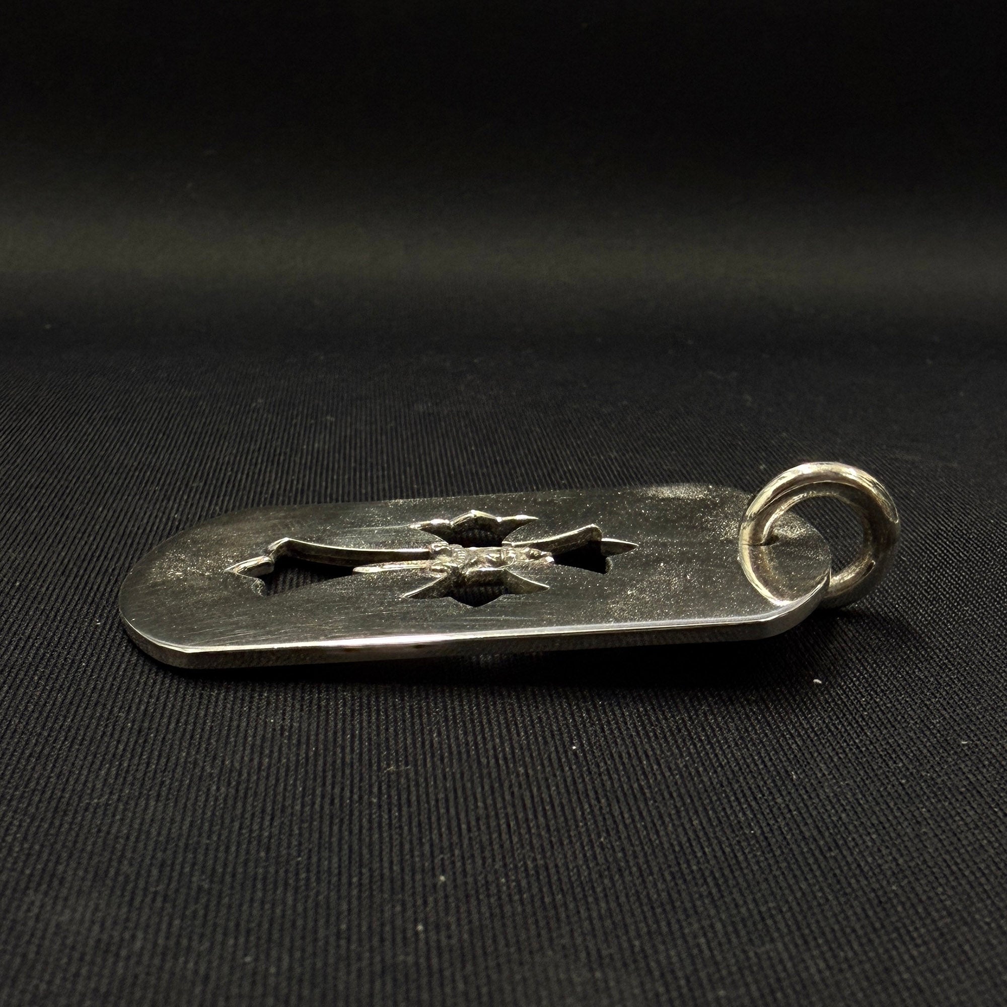 CHROME HEARTS Cut Out Cross Dagger Dock Tag Large Pendant Necklace & Ball Chain クロムハーツ カットアウトクロス ダガー ドッグタグ ラージ ペンダント & ボールチェーン
