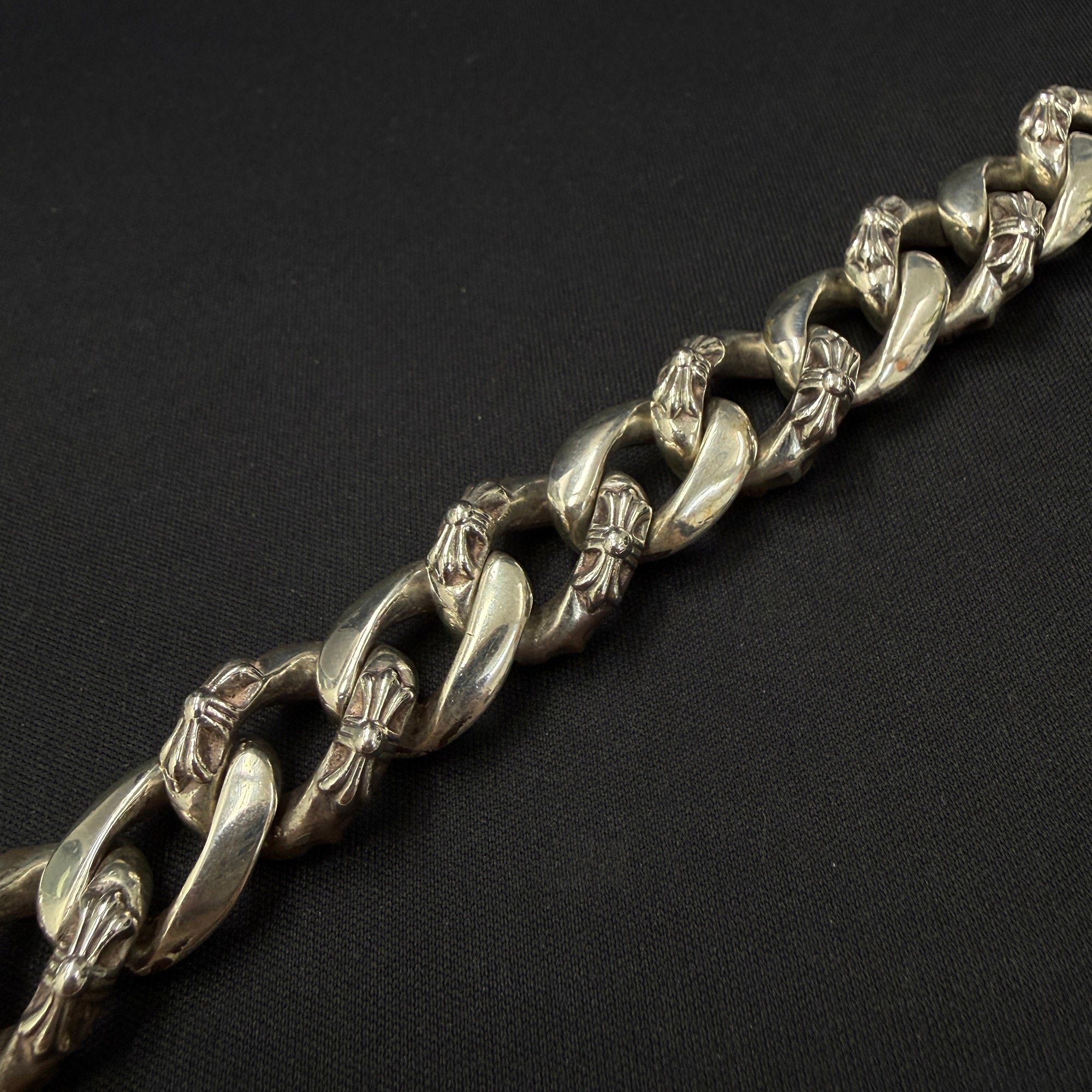CHROME HEARTS CH Fancy Chain Floral Cross ID Bracelet 13 LINK クロムハーツ ファンシーチェーン フローラルクロスID ブレスレット 13リンク