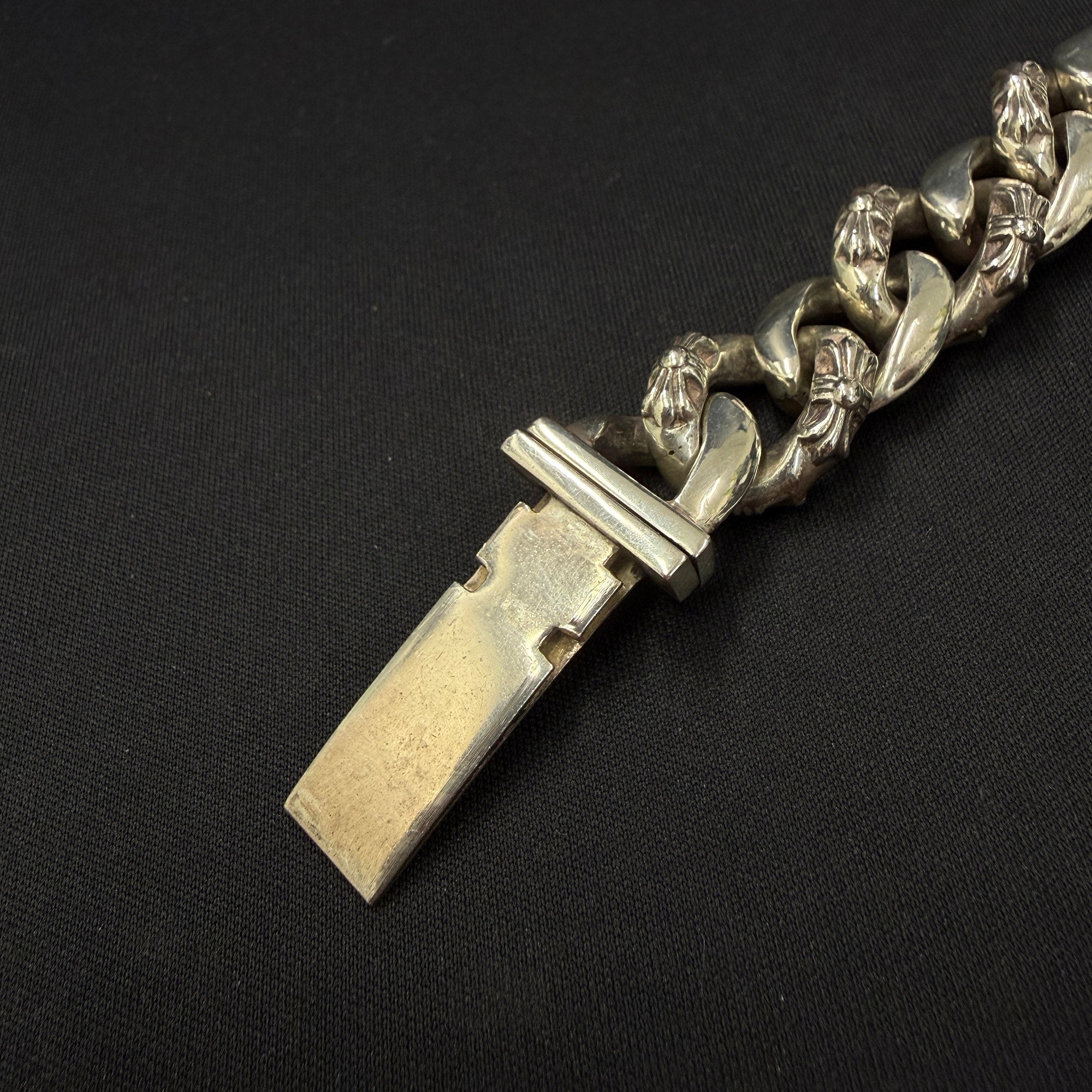 CHROME HEARTS CH Fancy Chain Floral Cross ID Bracelet 13 LINK クロムハーツ ファンシーチェーン フローラルクロスID ブレスレット 13リンク