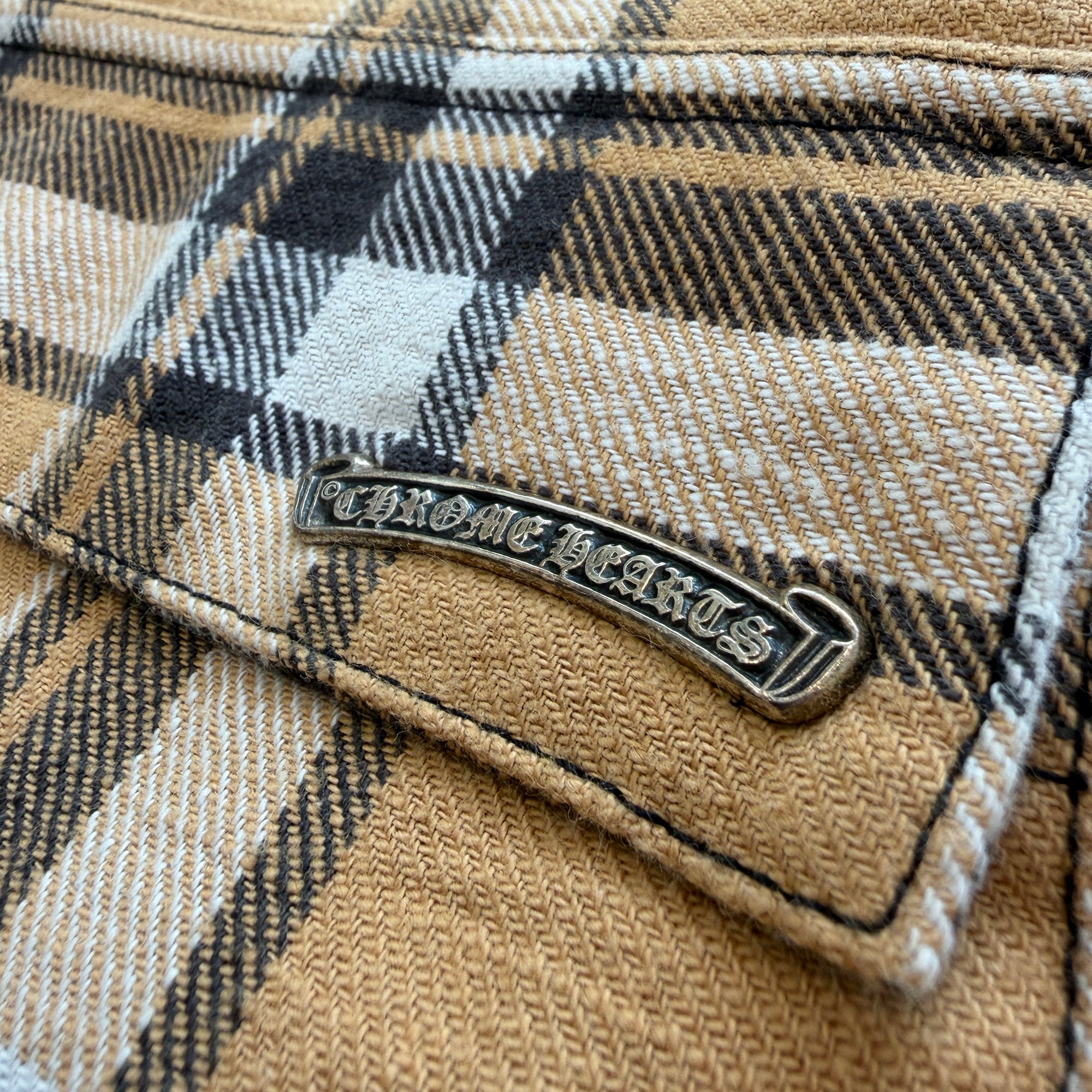 CHROME HEARTS Y NOT WORK DOG Floral Cross Print Flannel Check Jacket Size XL クロムハーツ ワイノット ワークドッグ フローラルクロスプリント フランネル チェック ジャケット サイズXL