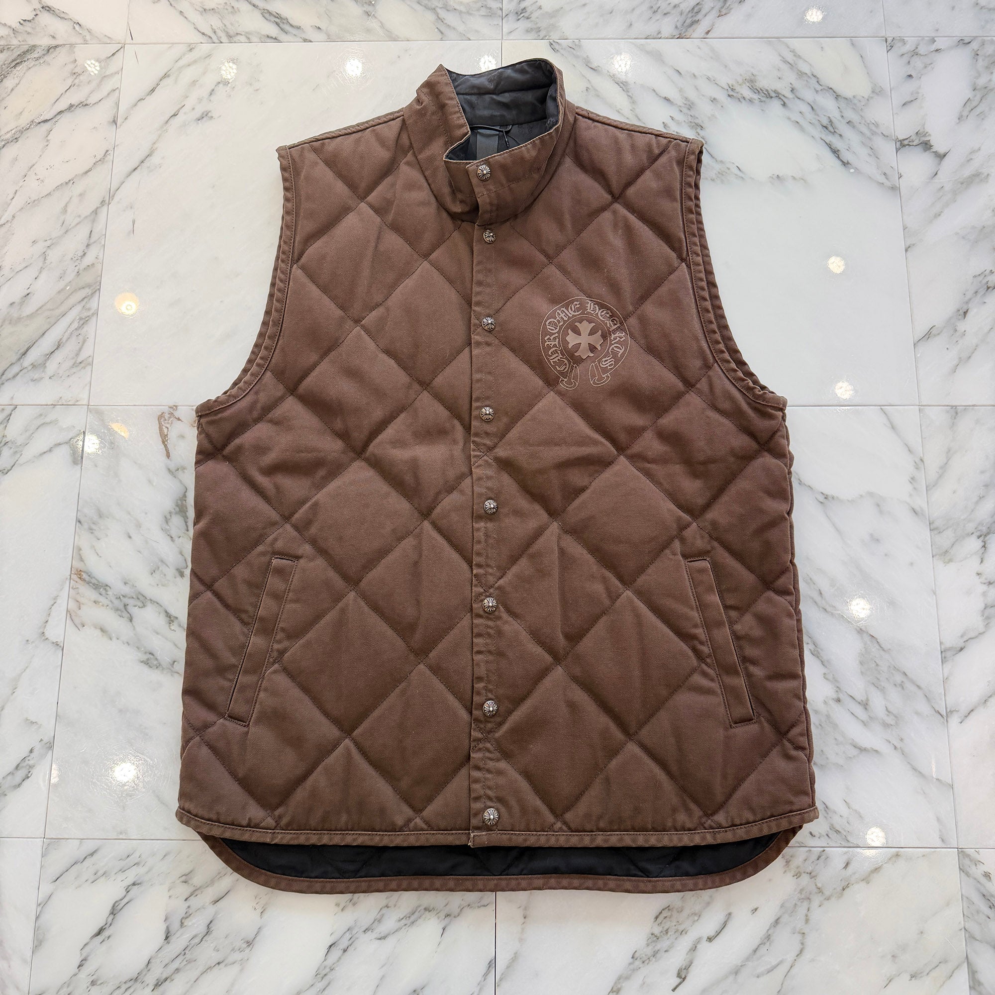 CHROME HEARTS Y NOT TEENAGE KICKS Quilting Denim Vest Size L クロムハーツ ワイノット ティーンエイジ・キック キルティング デニム ベスト サイズL