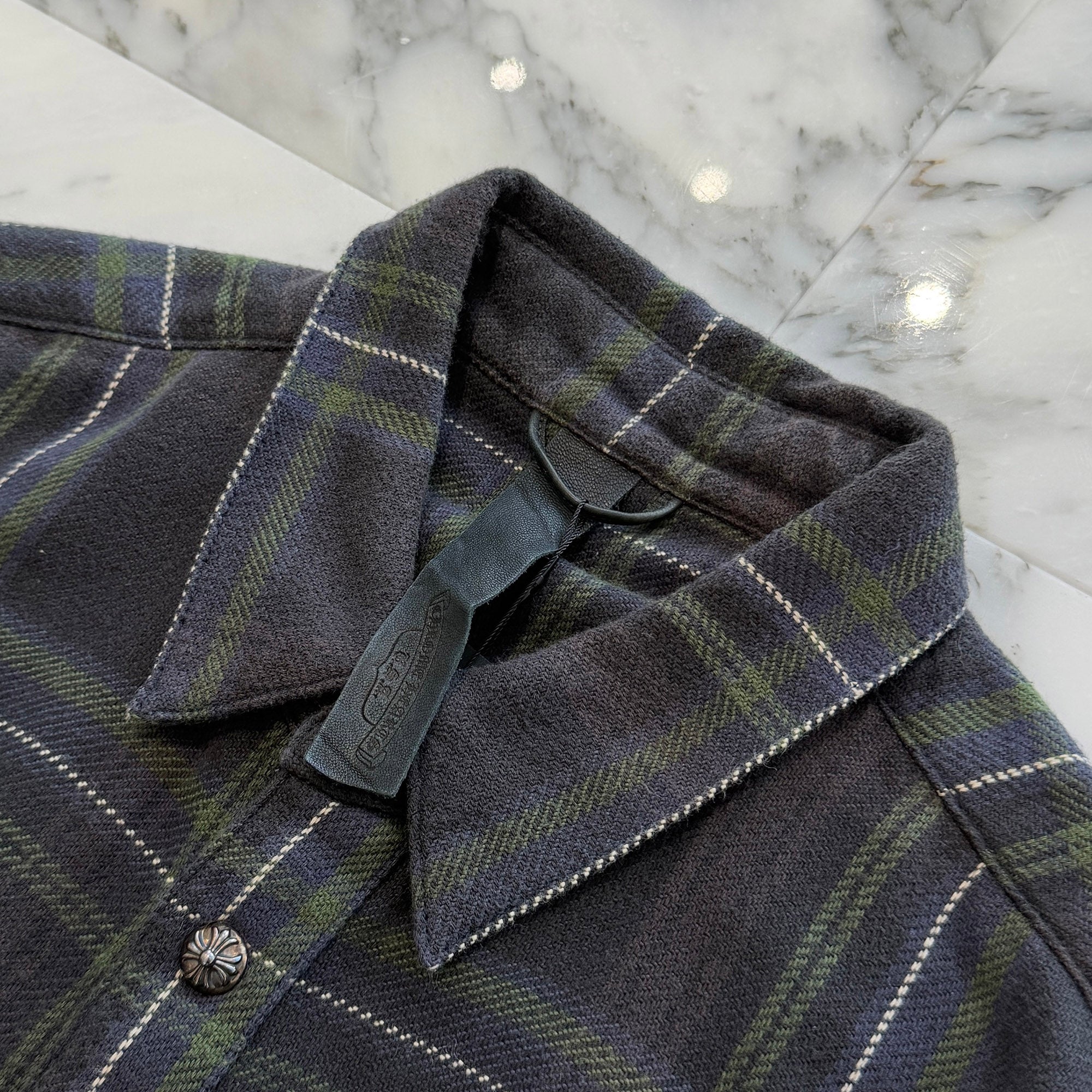 CHROME HEARTS Y NOT Cross Ball Button Check Shirt Size L クロムハーツ ワイノット クロスボールボタン チェックシャツ サイズL