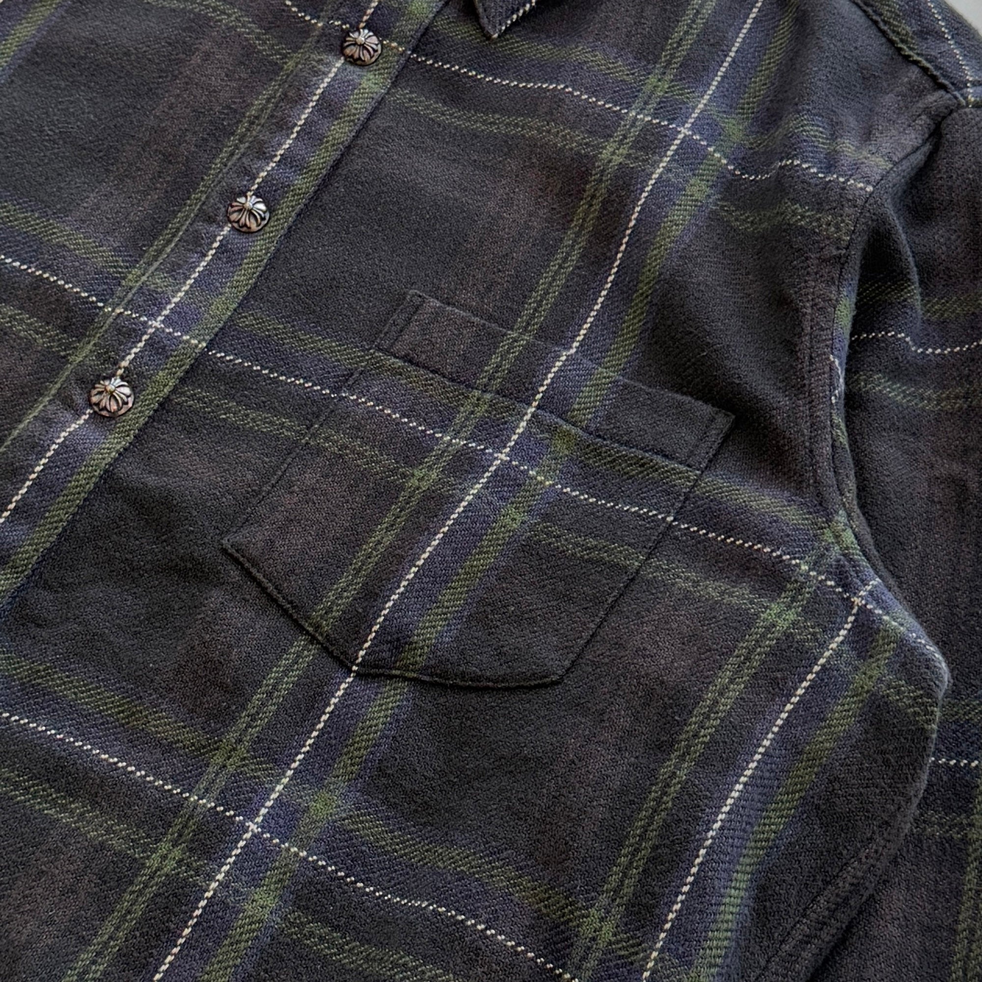 CHROME HEARTS Y NOT Cross Ball Button Check Shirt Size L クロムハーツ ワイノット クロスボールボタン チェックシャツ サイズL