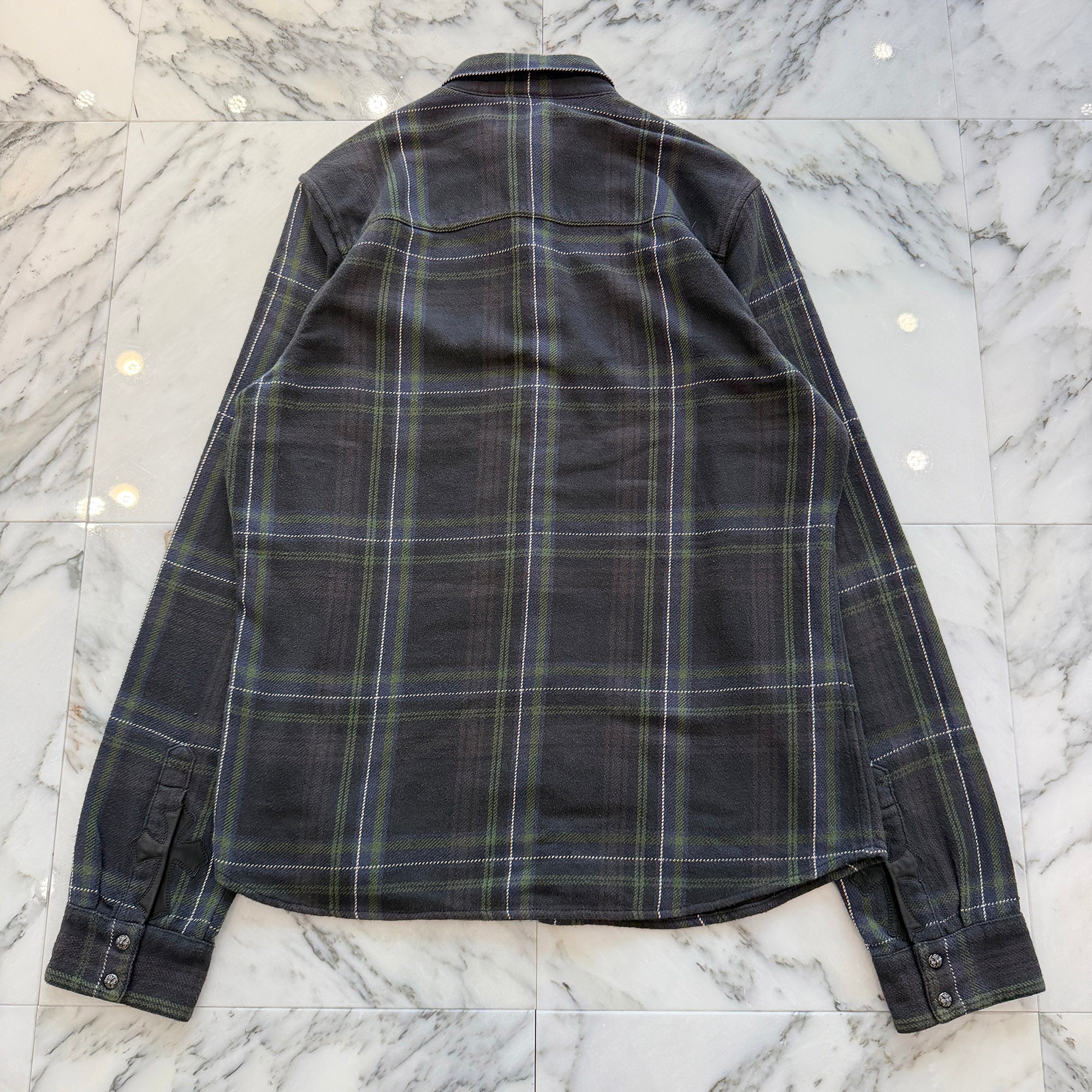 CHROME HEARTS Y NOT Cross Ball Button Check Shirt Size L クロムハーツ ワイノット クロスボールボタン チェックシャツ サイズL