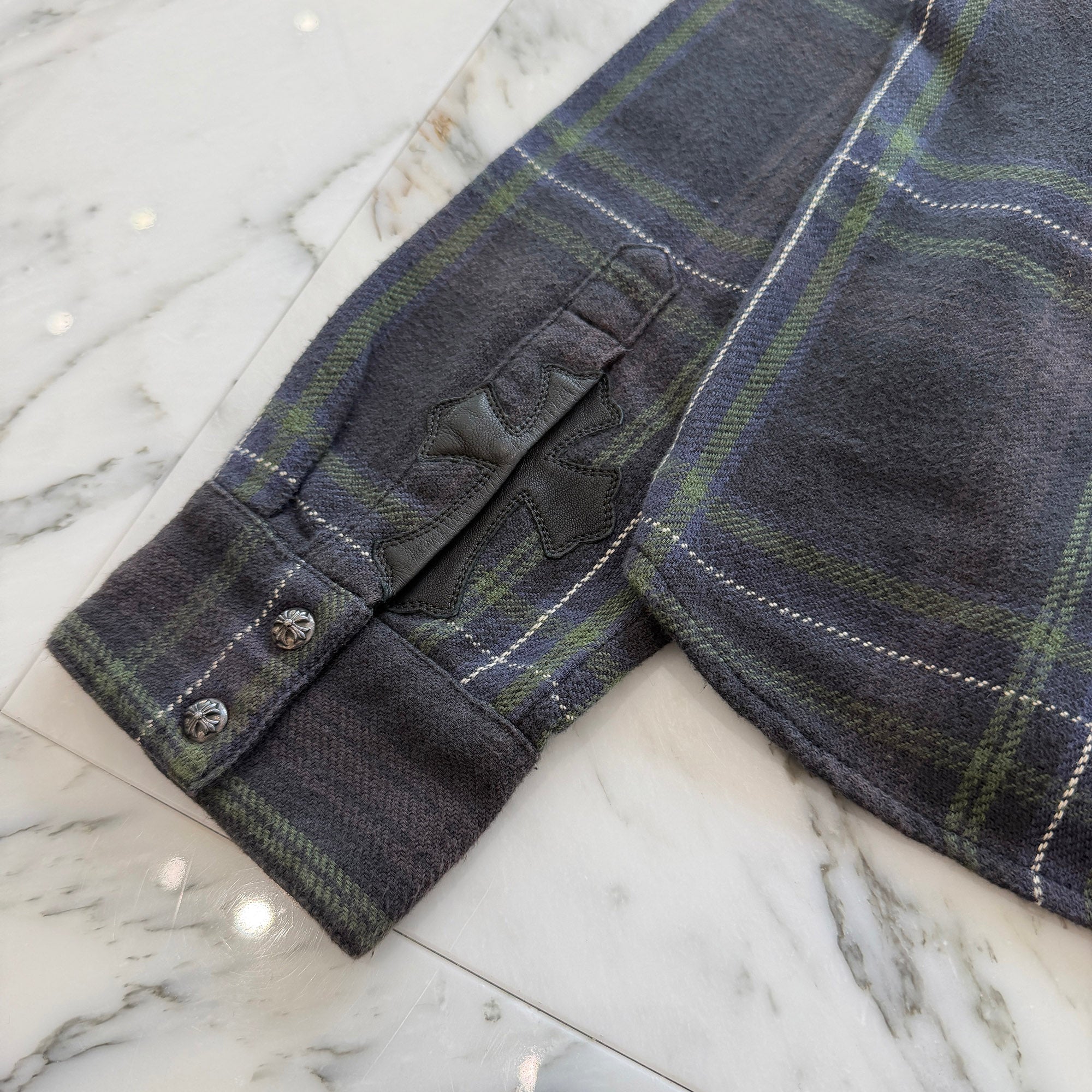 CHROME HEARTS Y NOT Cross Ball Button Check Shirt Size L クロムハーツ ワイノット クロスボールボタン チェックシャツ サイズL