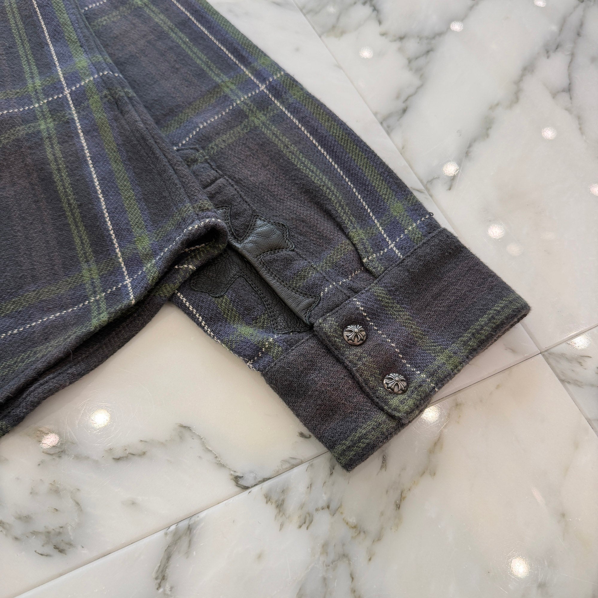 CHROME HEARTS Y NOT Cross Ball Button Check Shirt Size L クロムハーツ ワイノット クロスボールボタン チェックシャツ サイズL