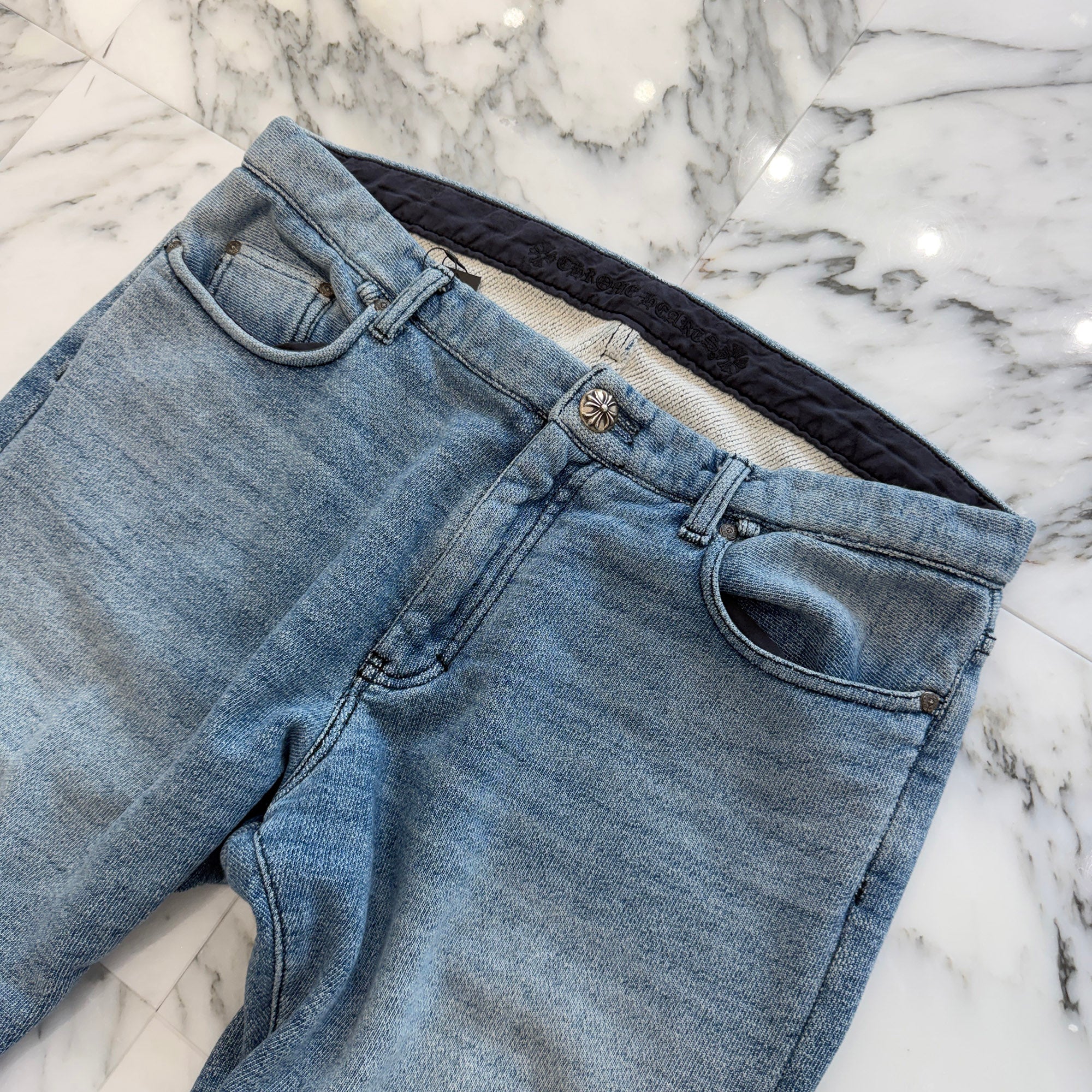 CHROME HEARTS Cross Ball Sweat Denim Pants Size 38 クロムハーツ クロスボール スウェット デニムパンツ サイズ38