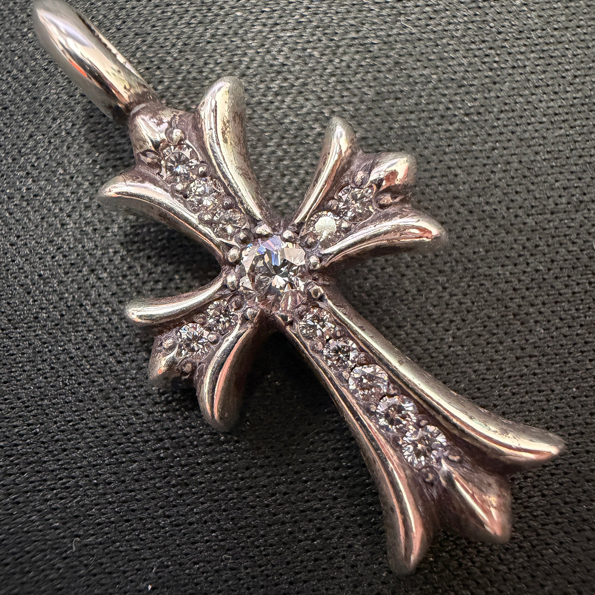 CHROME HEARTS Tiny Fat Cross Pave Diamond Pendant Top クロムハーツ タイニーファットクロス パヴェダイヤモンド ペンダントトップ