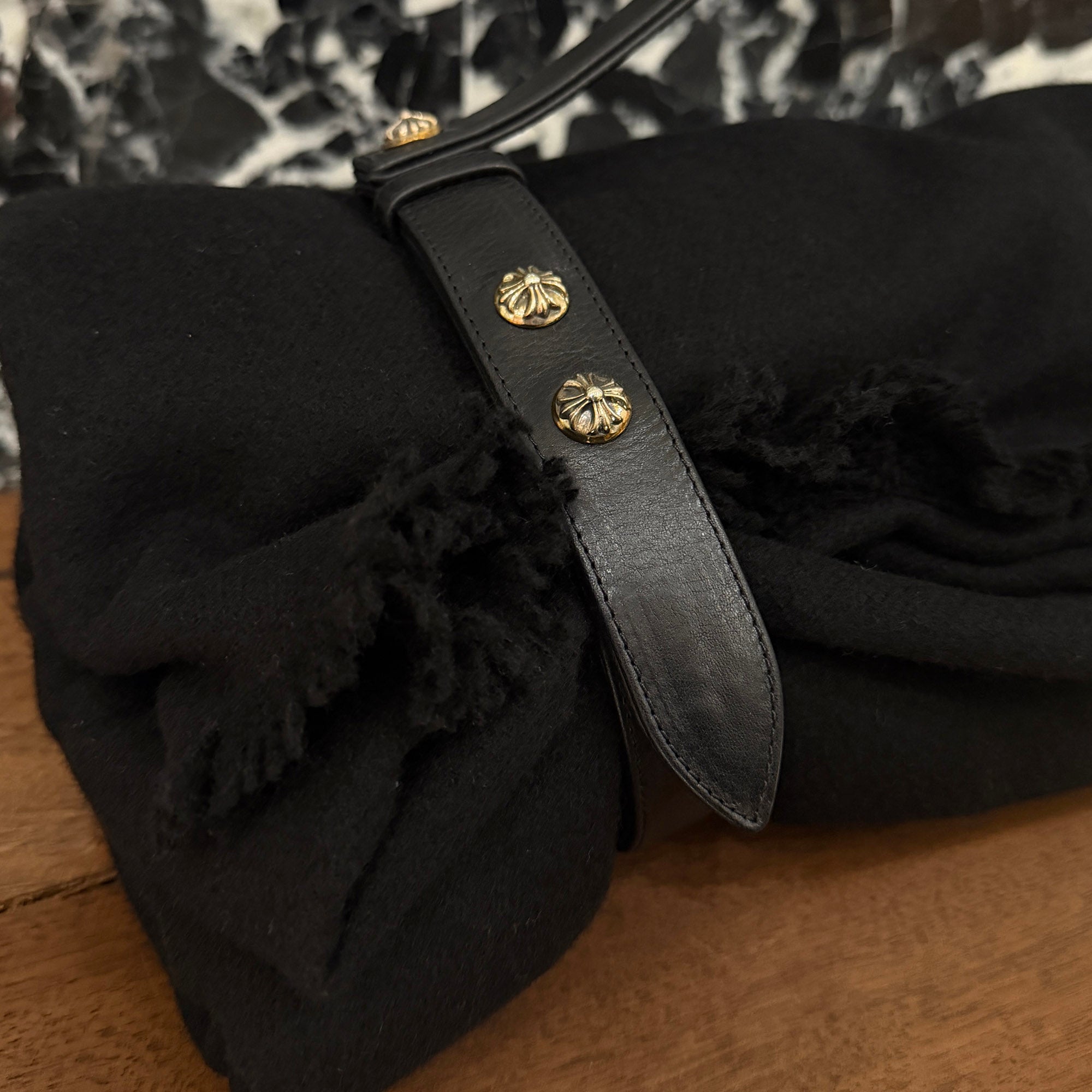 CHROME HEARTS CH Plus Leather Patch Cashmere Blanket クロムハーツ CHプラス レザーパッチ カシミヤ ブランケット