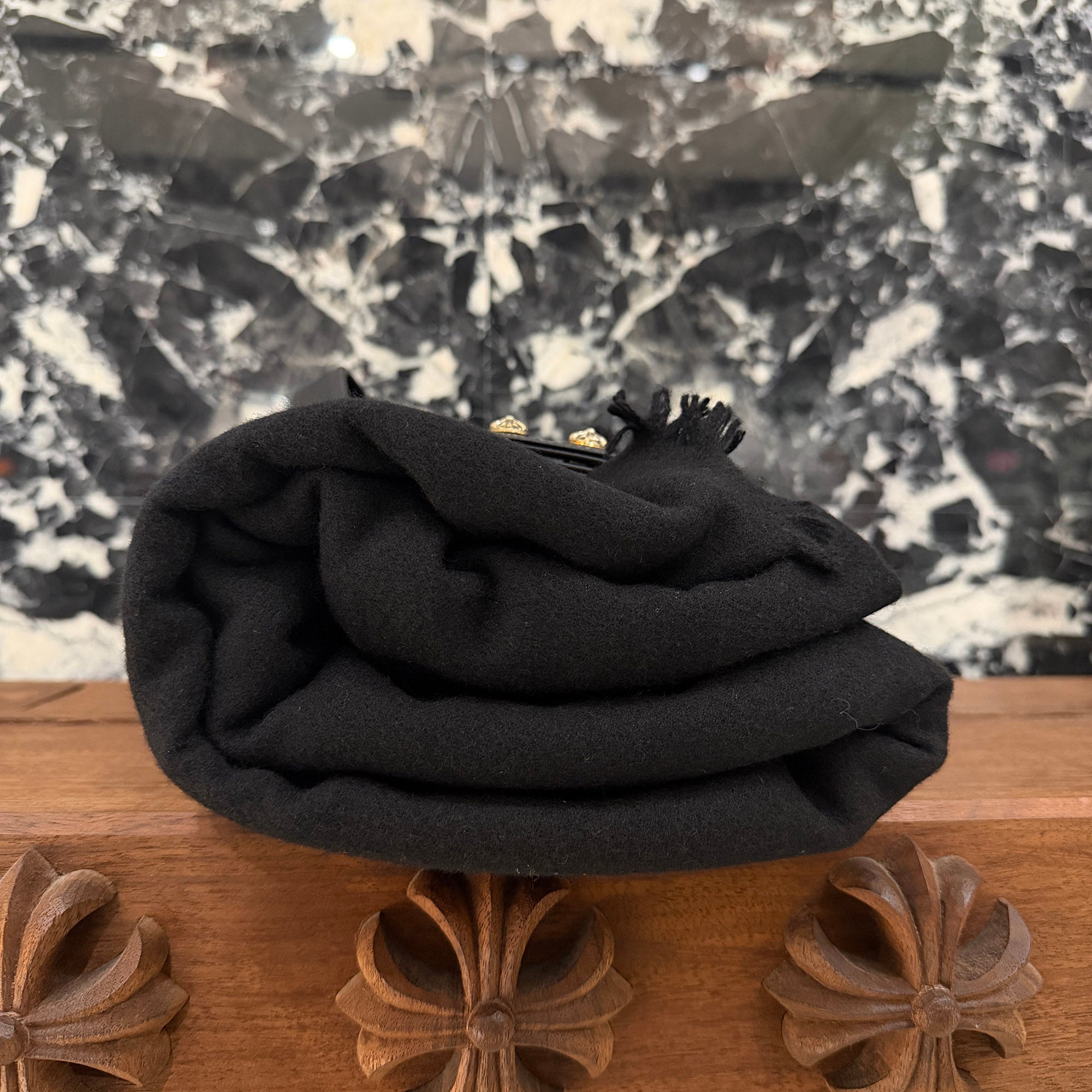 CHROME HEARTS CH Plus Leather Patch Cashmere Blanket クロムハーツ CHプラス レザーパッチ カシミヤ ブランケット