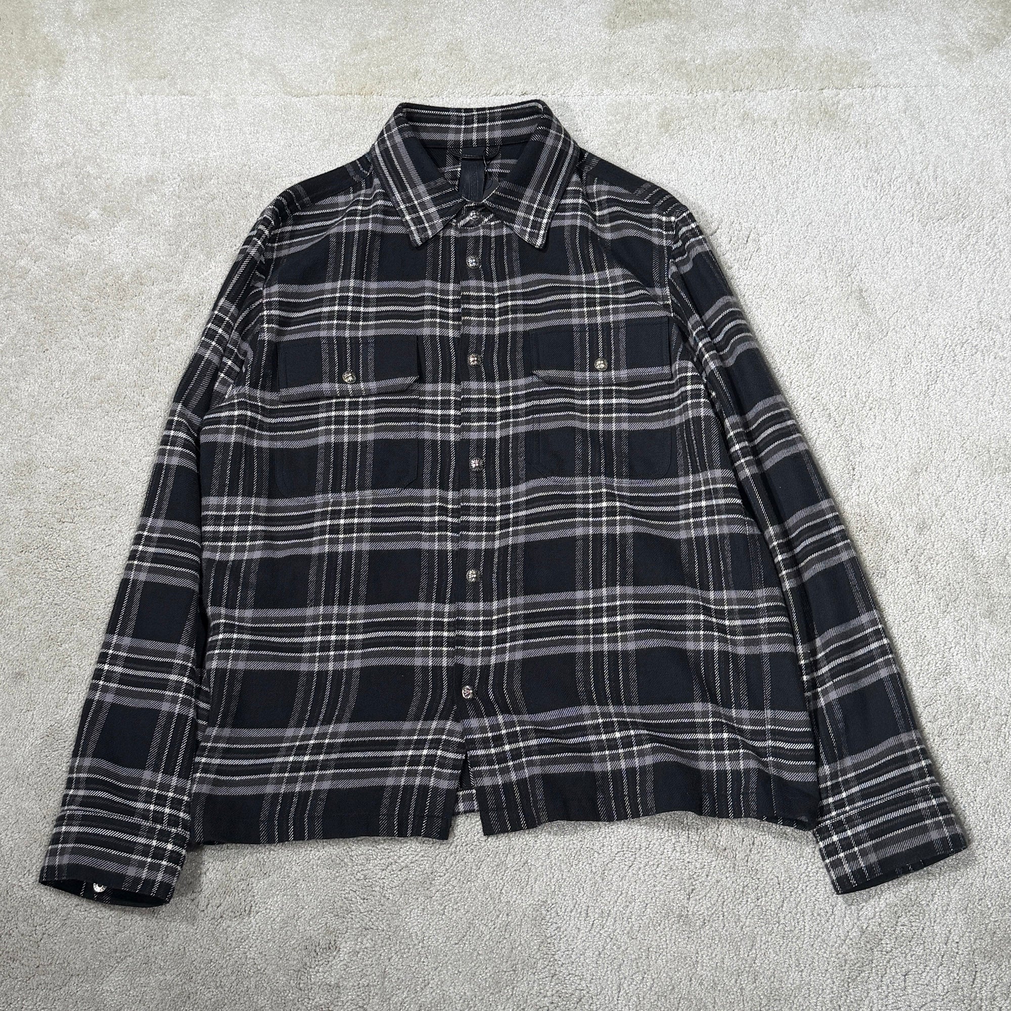 CHROME HEARTS Y NOT Cross Ball Button Check Shirt Size M クロムハーツ ワイノット クロスボールボタン チェックシャツ サイズM