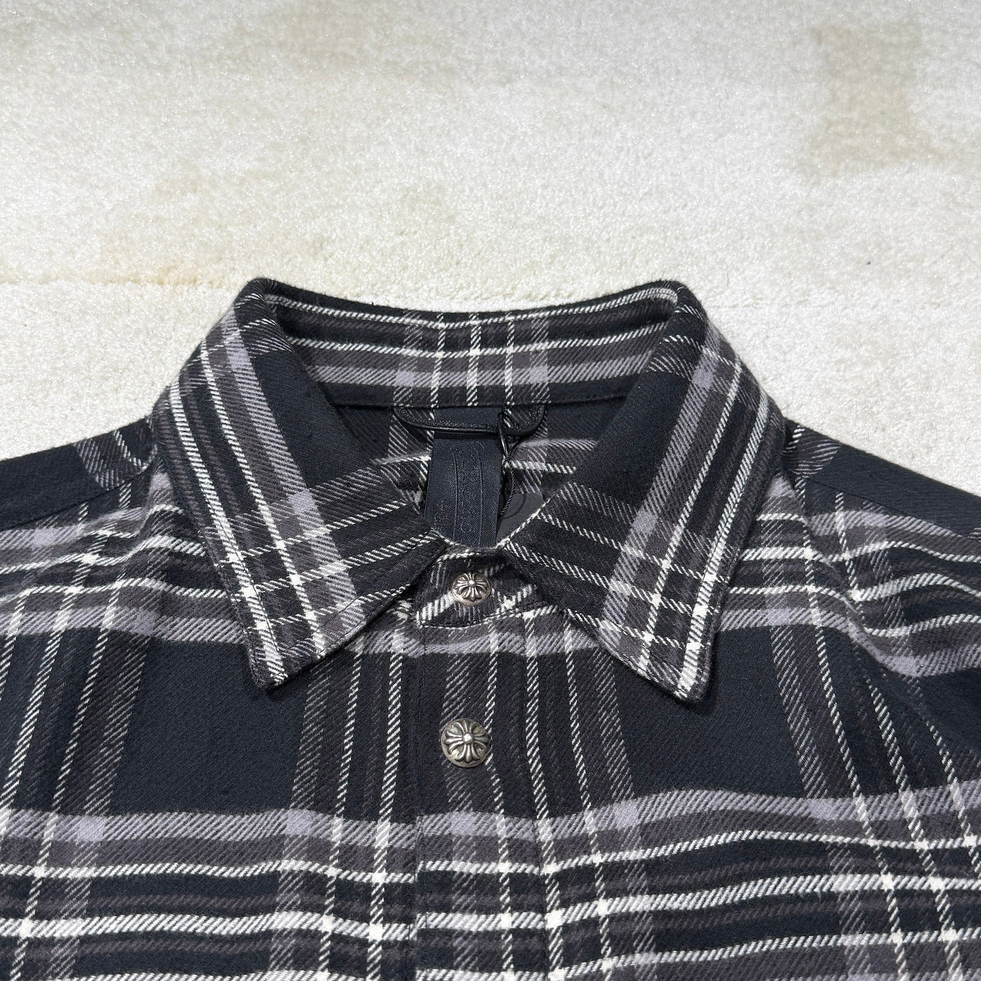 CHROME HEARTS Y NOT Cross Ball Button Check Shirt Size M クロムハーツ ワイノット クロスボールボタン チェックシャツ サイズM